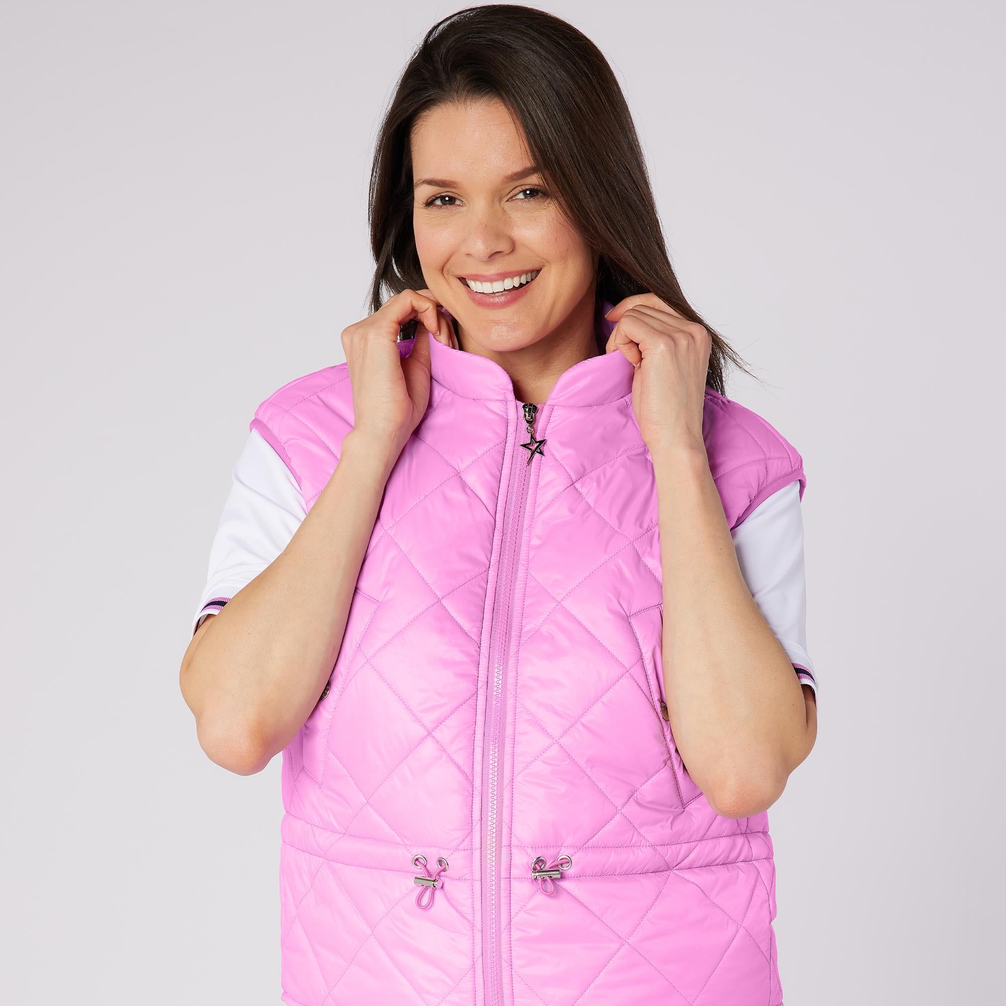 Swing Out Sister Summer Pearl Ladies Golf Vest Super Pink