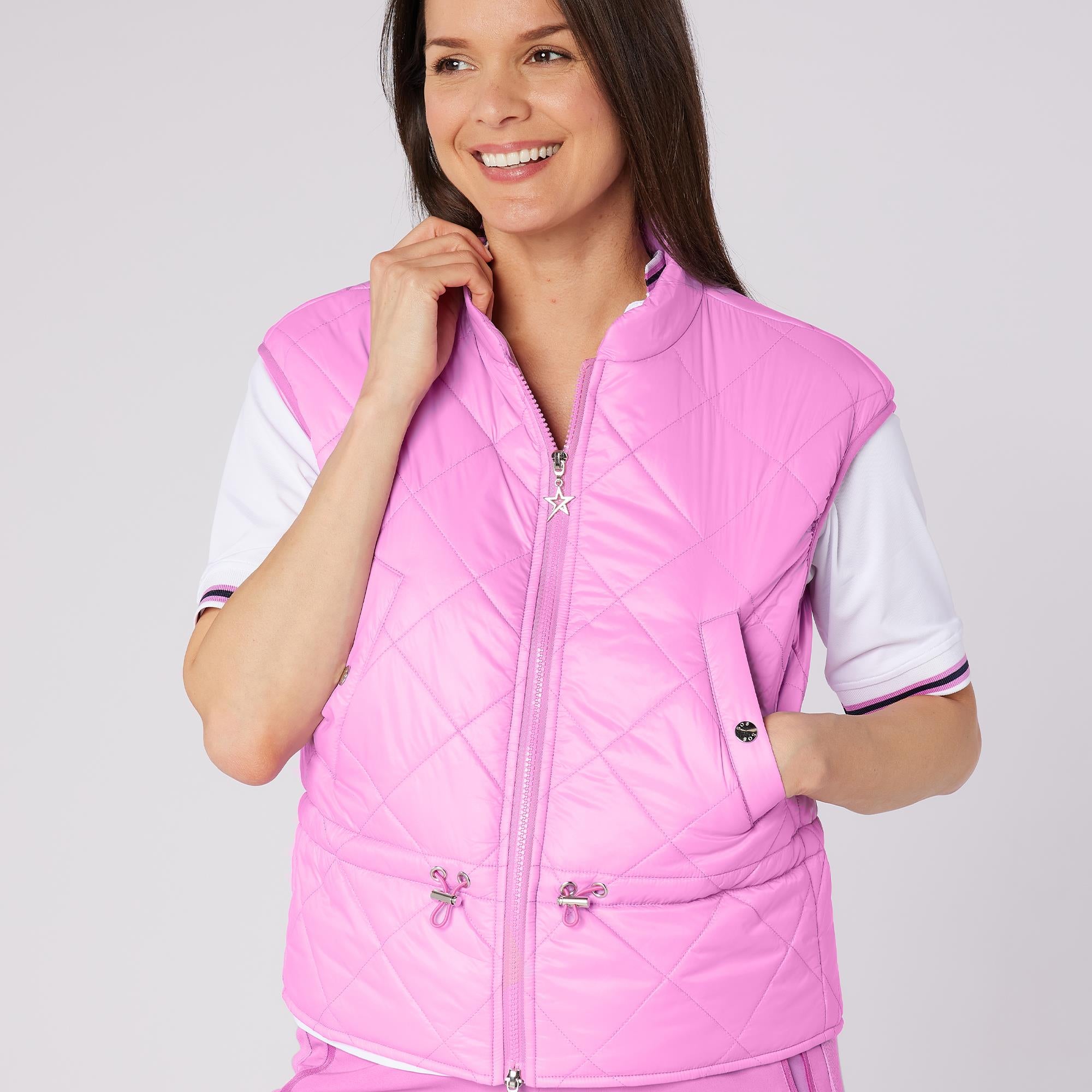 Swing Out Sister Summer Pearl Ladies Golf Vest Super Pink