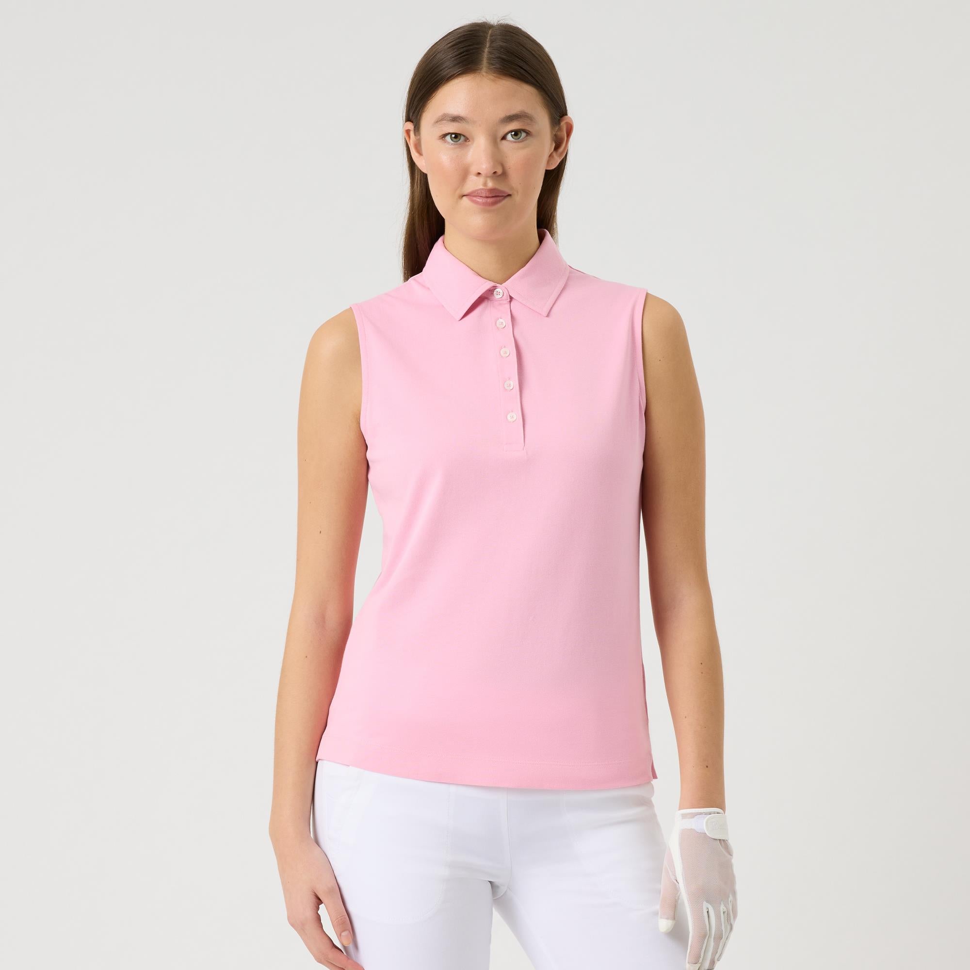 Daily Sports Fairway Ladies Sleeveless Golf Polo Shirt Prism Pink