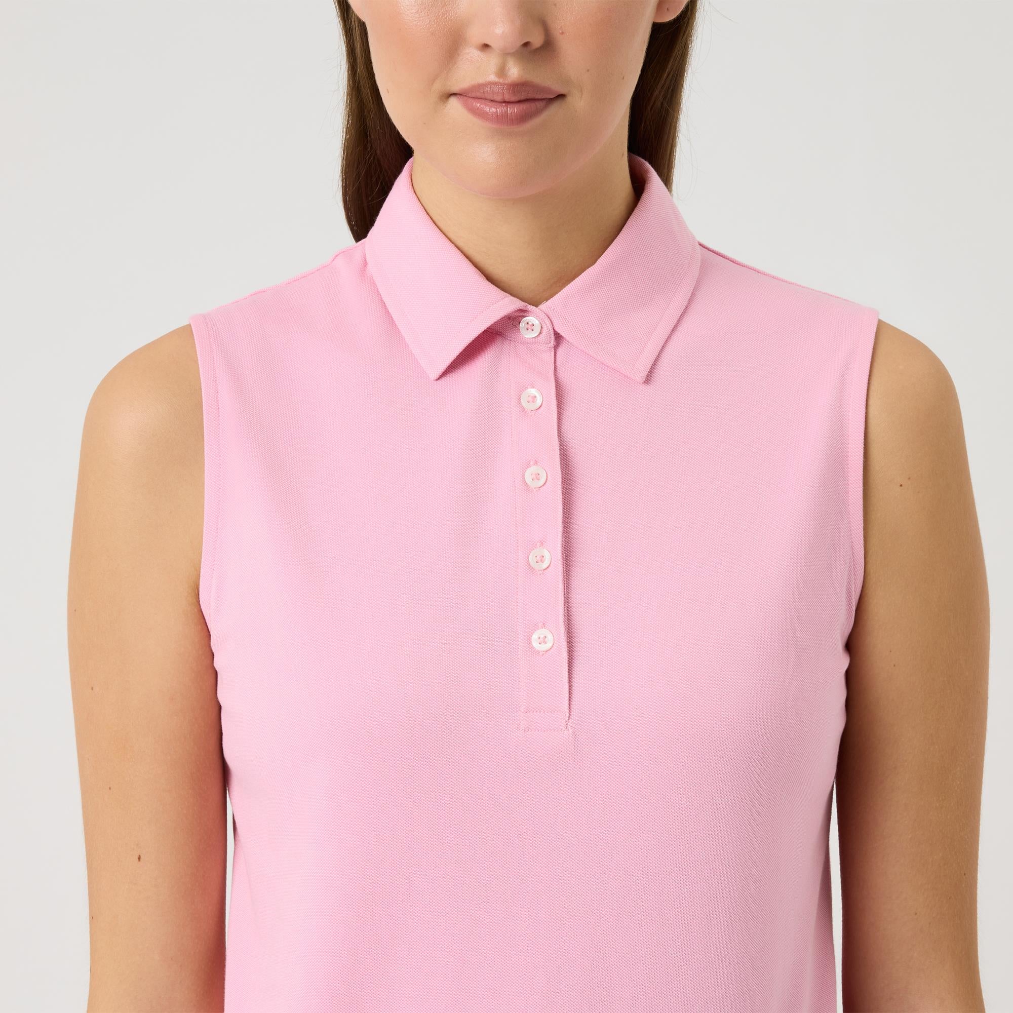 Daily Sports Fairway Ladies Sleeveless Golf Polo Shirt Prism Pink