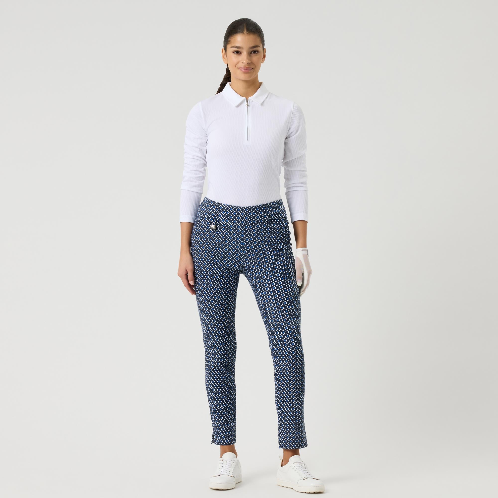 Daily Sports Printed Magic High Water Ladies Golf Trousers Navy Square 94CM