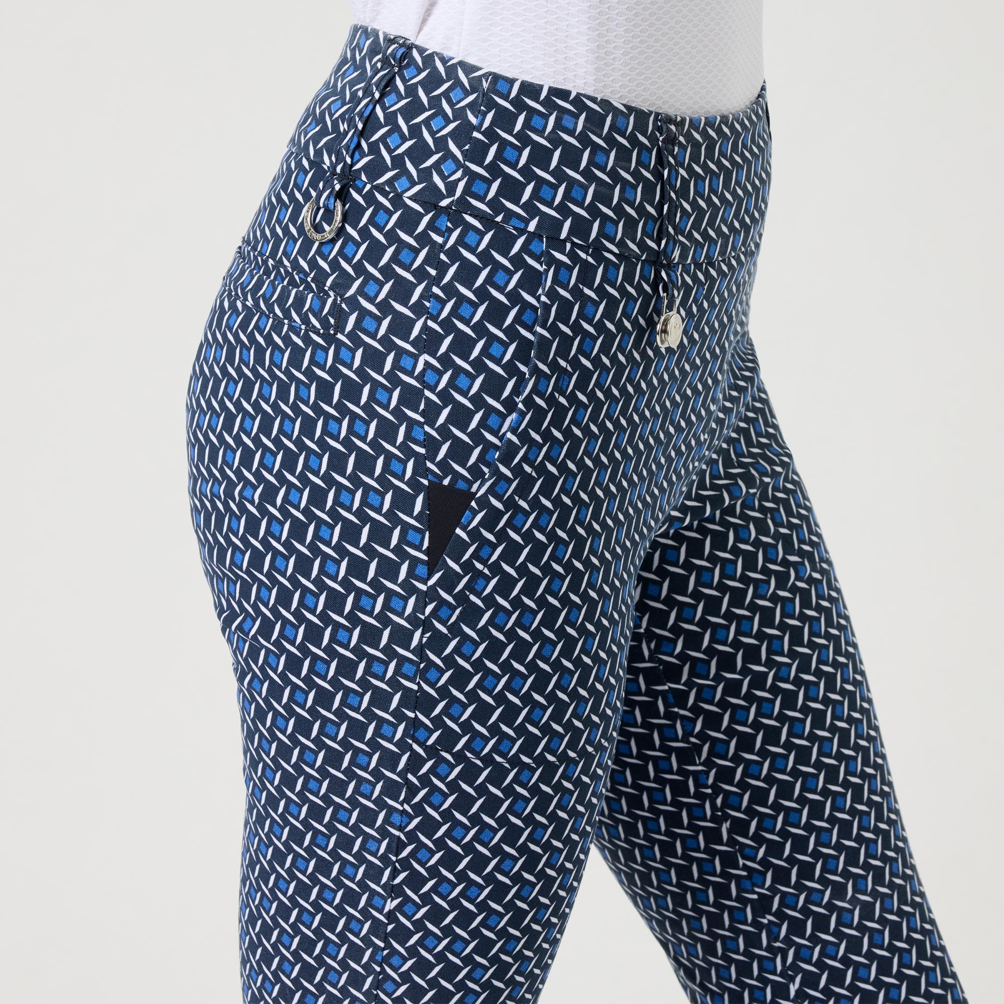 Daily Sports Printed Magic High Water Ladies Golf Trousers Navy Square 94CM