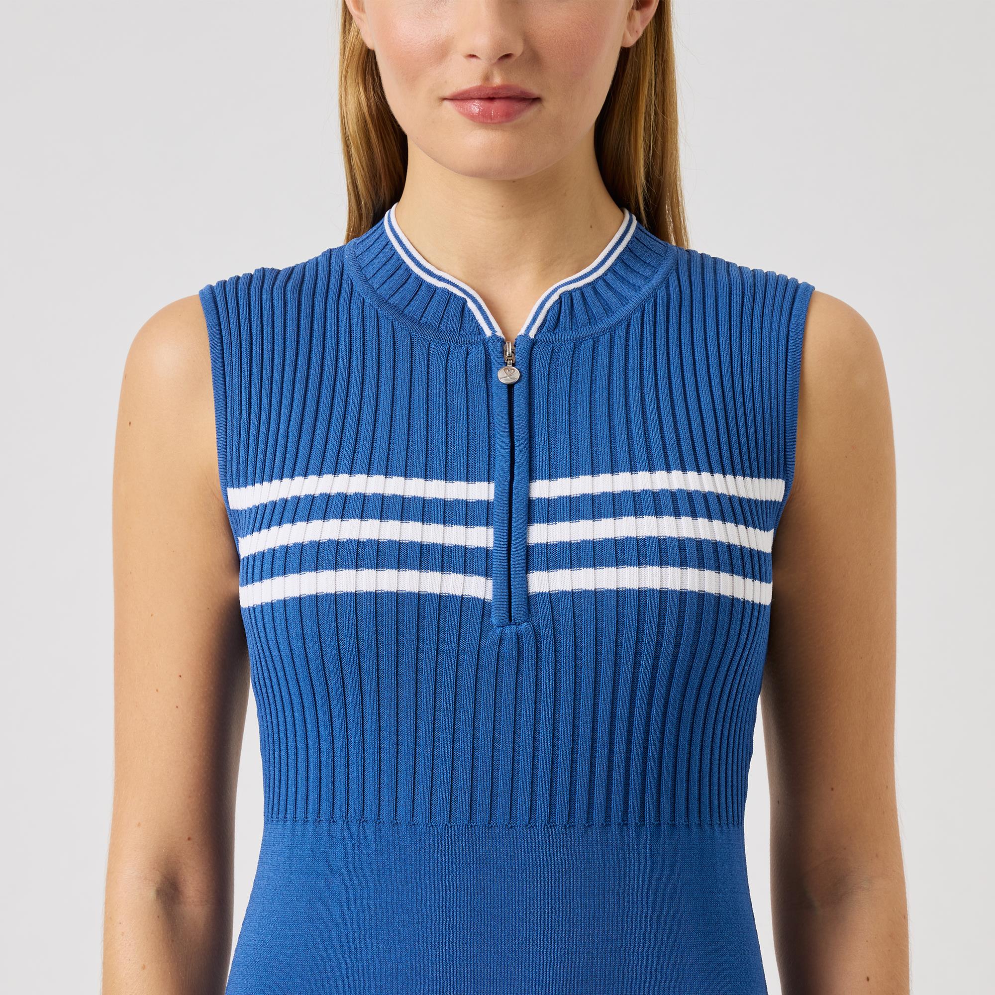 Daily Sports Awara Sleeveless Ladies Golf Dress Shirt Mid Blue