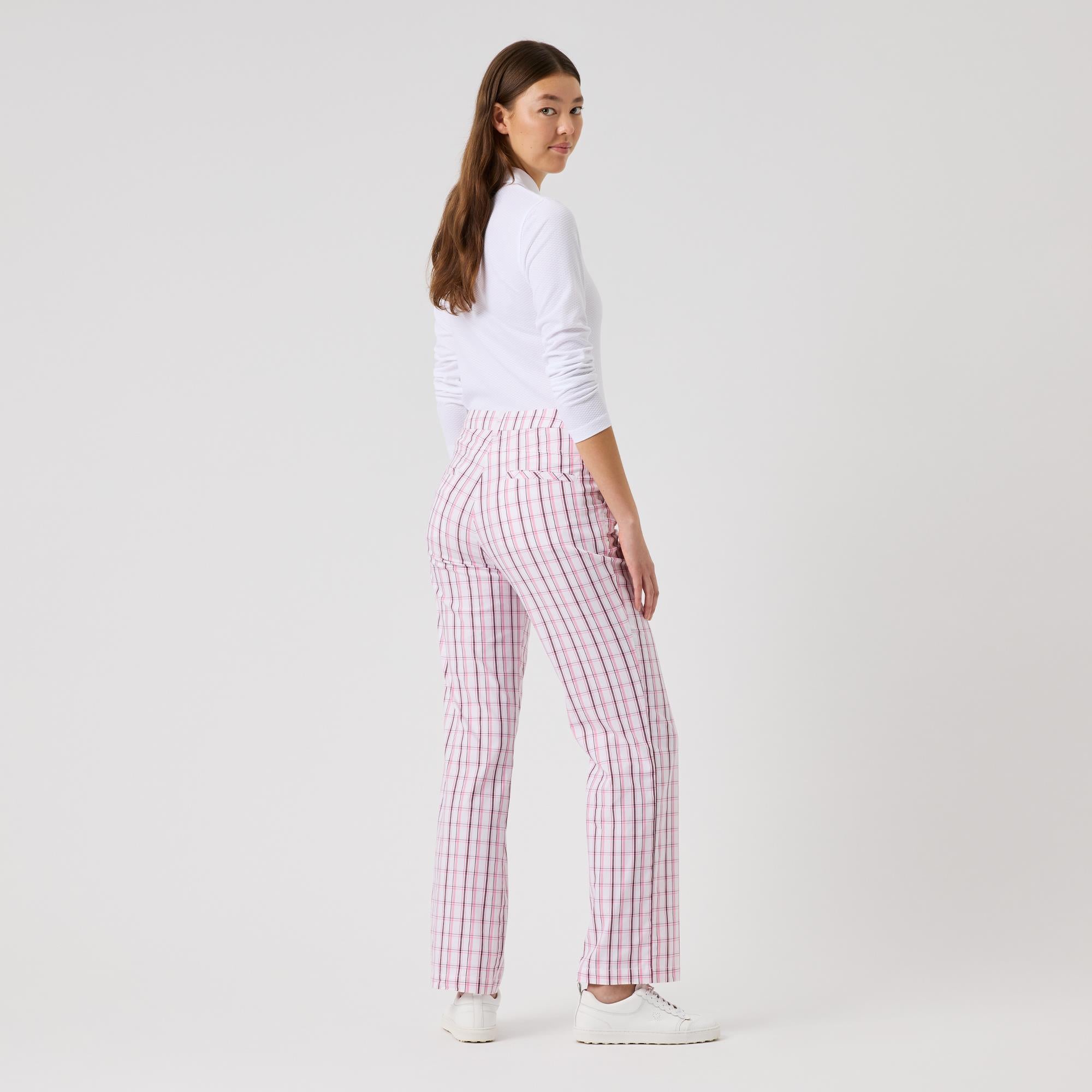 Daily Sports Checked Ladies Golf Pants Pink 32 Inch