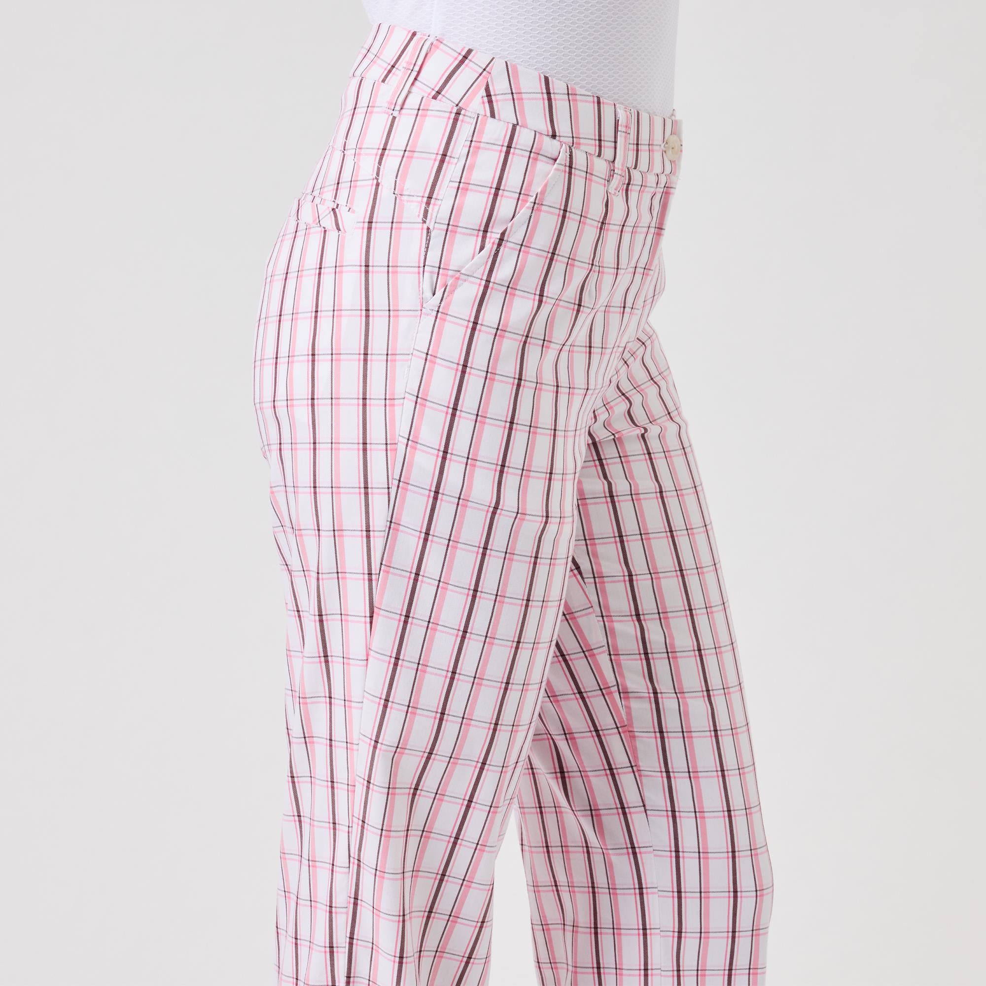 Daily Sports Checked Ladies Golf Pants Pink 32 Inch