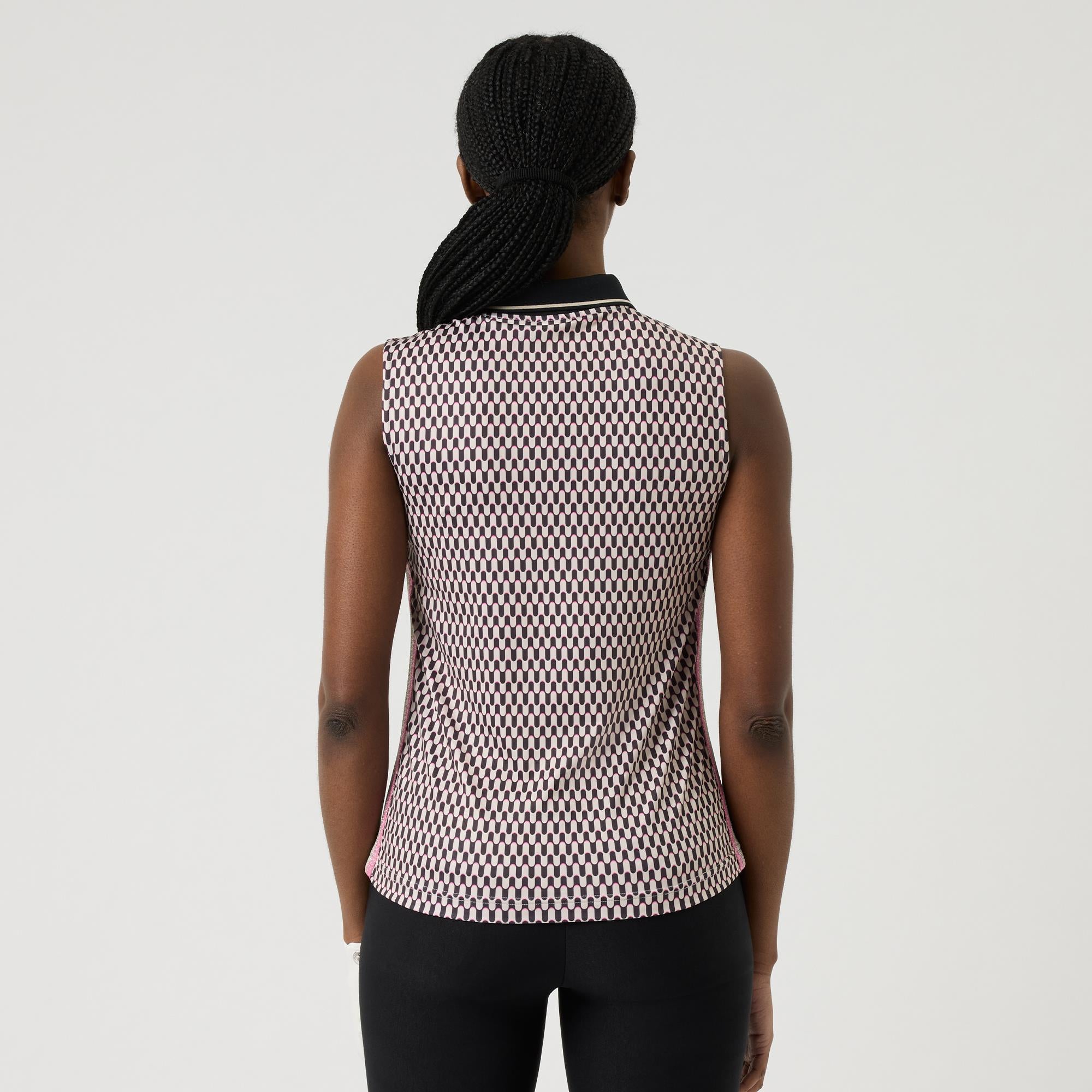 Daily Sports Geometric Sleeveless Ladies Golf Polo Shirt Wave