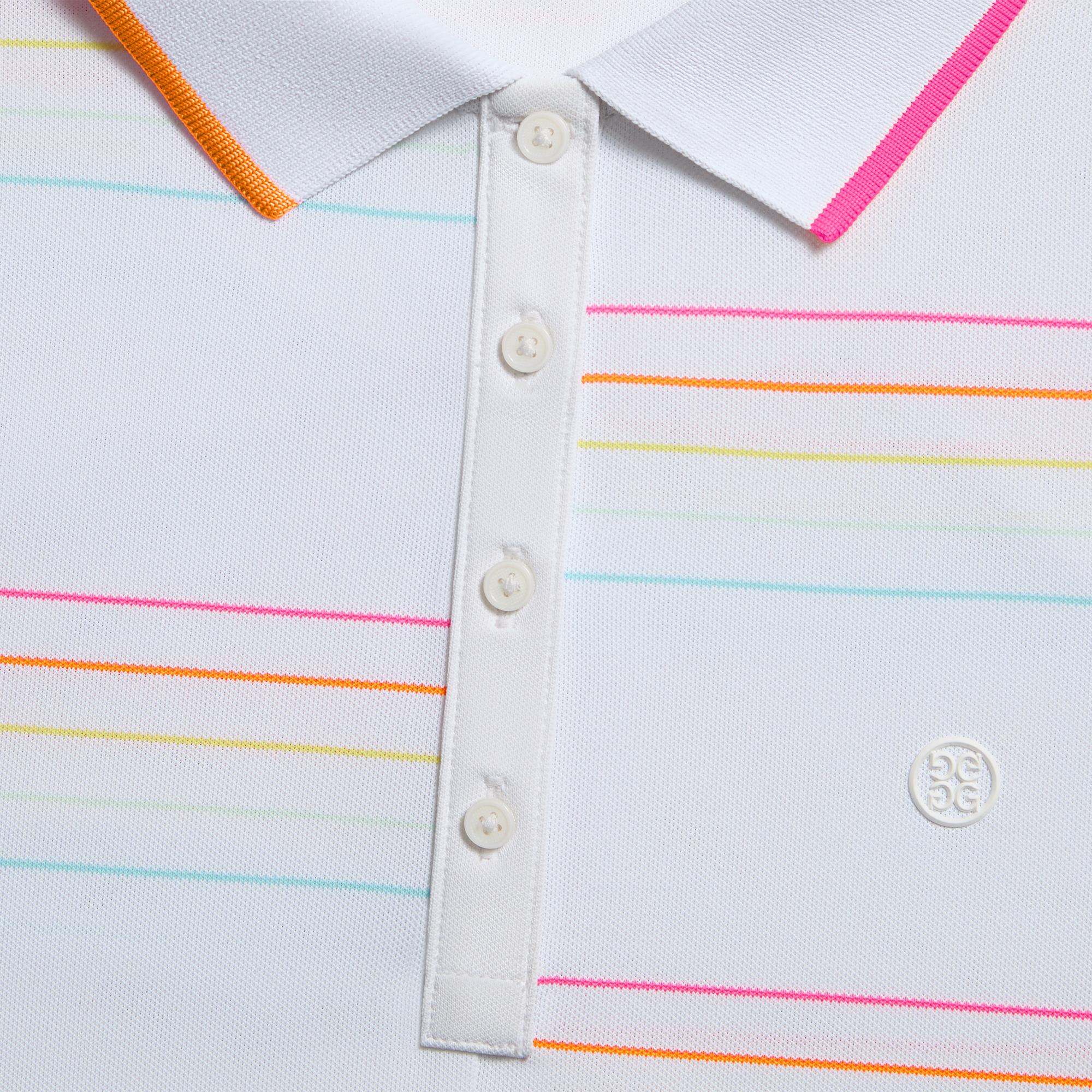 G/FORE Tech Pique Split Favourite Stripe Ladies Golf Polo Snow/Cenote