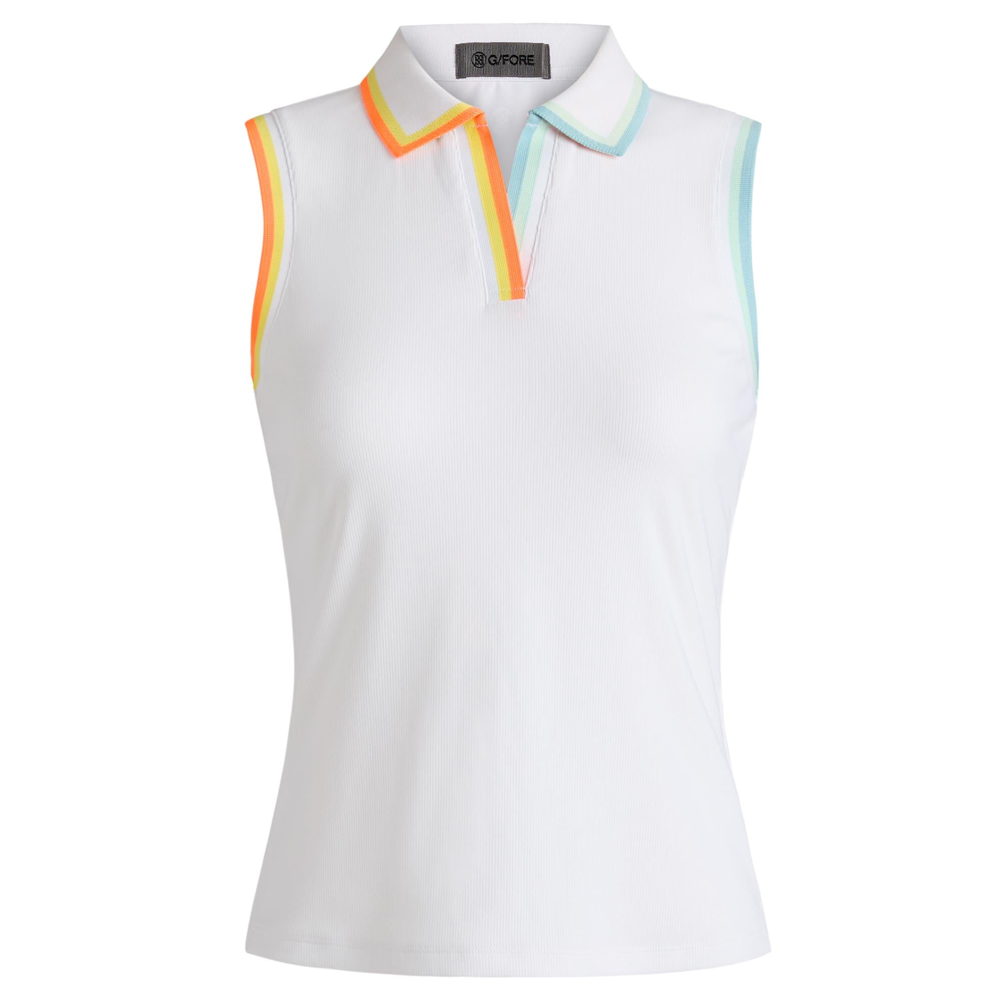 G/FORE Johnny Collar Tech Nylon Rib Ladies Sleeveless Golf Polo Shirt Snow/Cenote