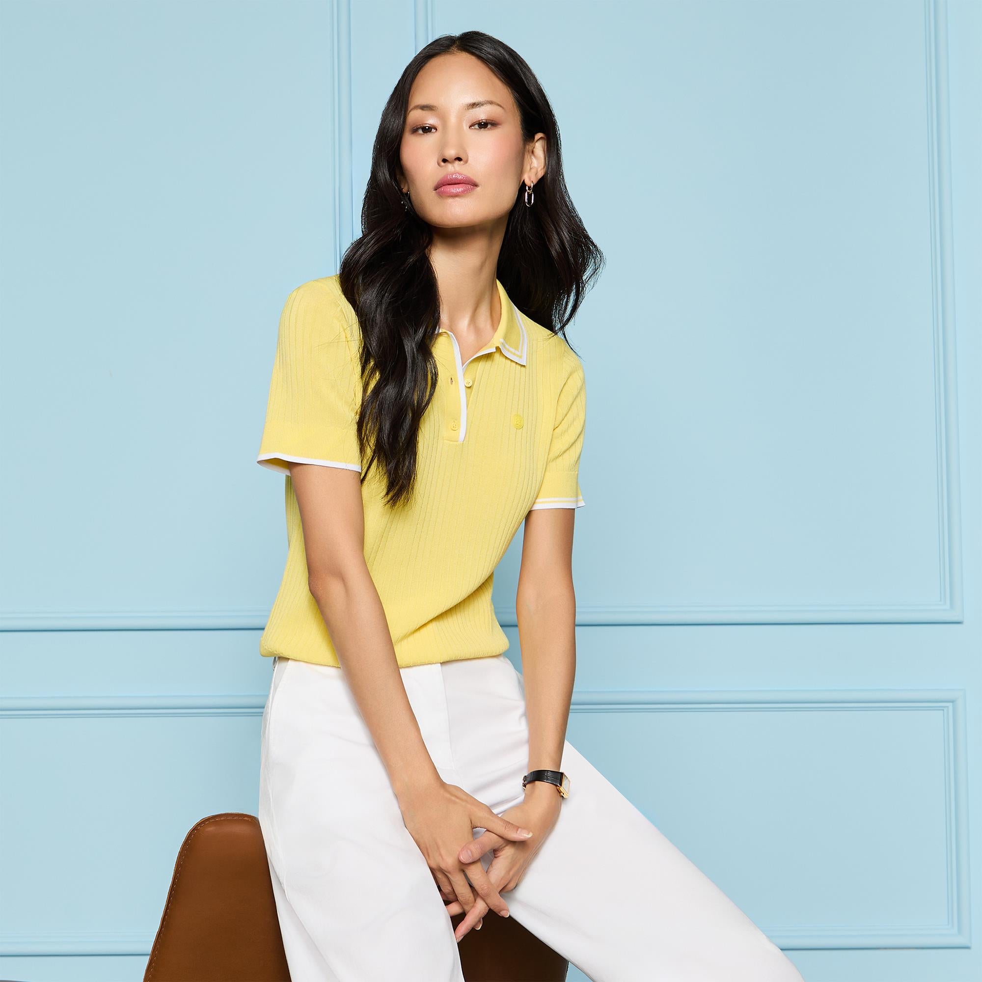G/FORE Viscose Blend Ladies Golf Polo Sweater Canary