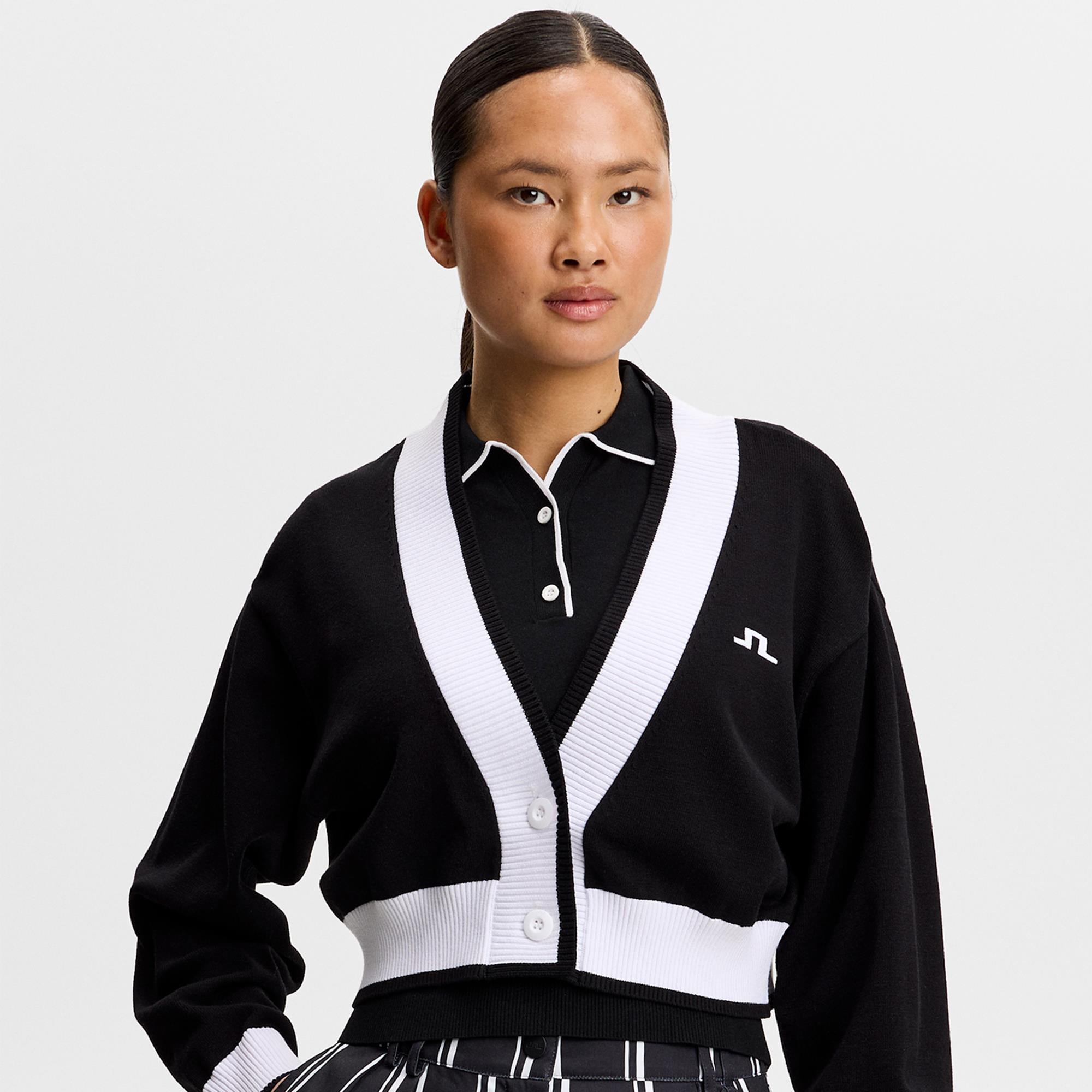 J Lindeberg 30Y Nicole Cropped Cardigan Black