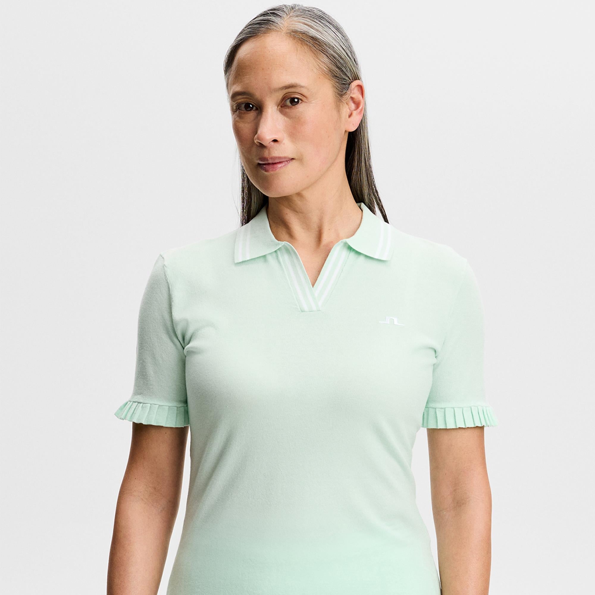J Lindeberg Mira Knitted Ladies Golf Polo Shirt Bay