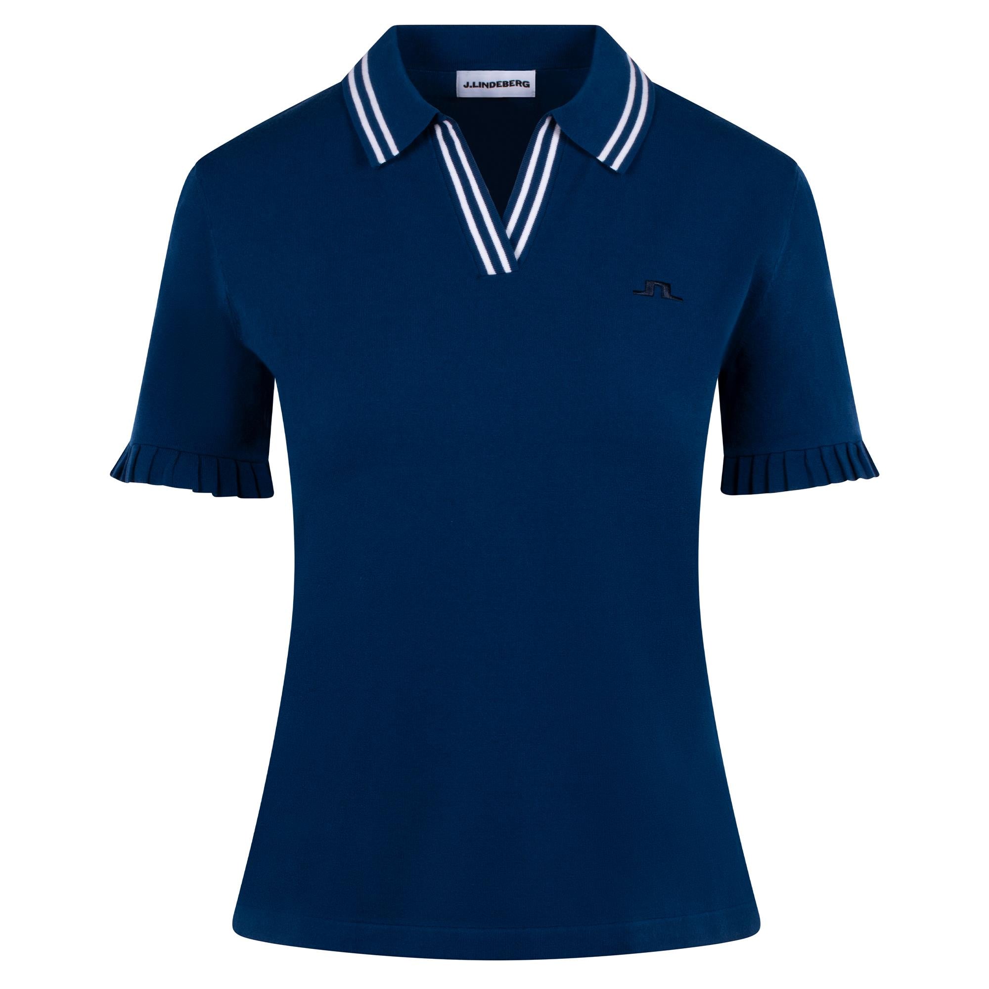 J Lindeberg Mira Knitted Ladies Golf Polo Shirt Estate Blue