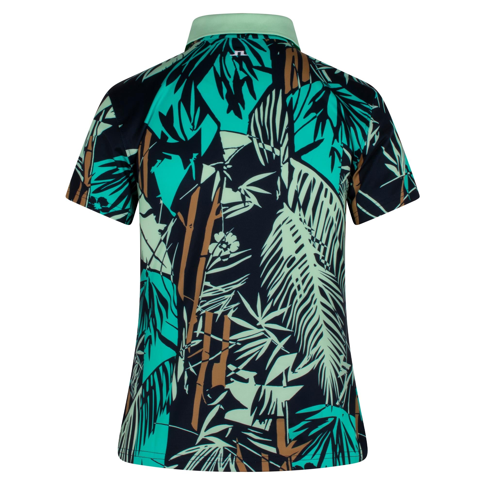 J Lindeberg Tour Tech Print Ladies Golf Polo Shirt Grove Navy