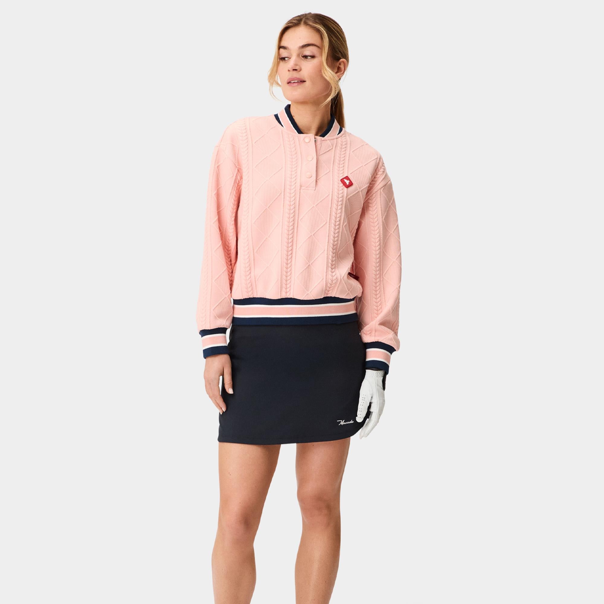 Macade Golf TR Bomber Ladies Golf Pullover Coral