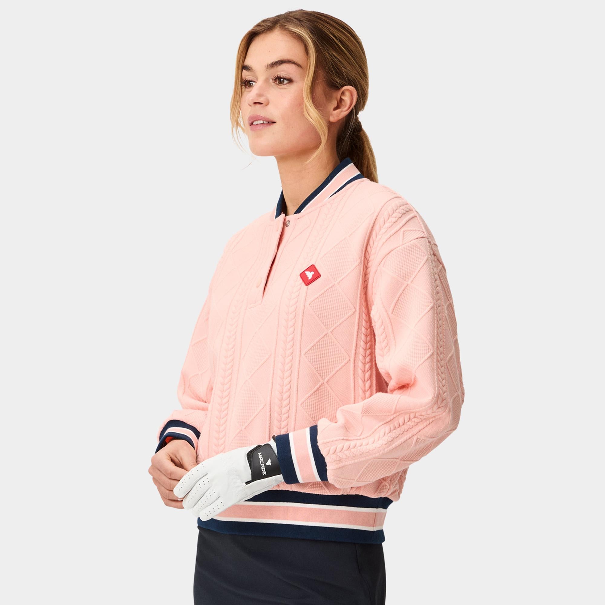 Macade Golf TR Bomber Ladies Golf Pullover Coral