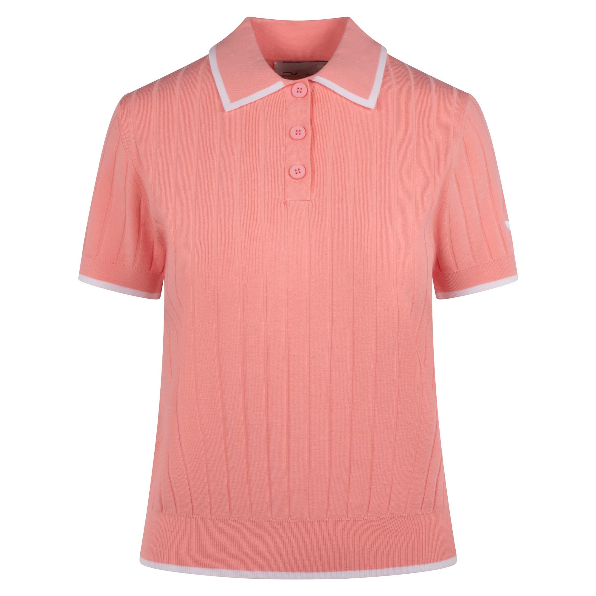 Macade Golf Skye Course Ladies Knit Golf Polo Shirt Coral