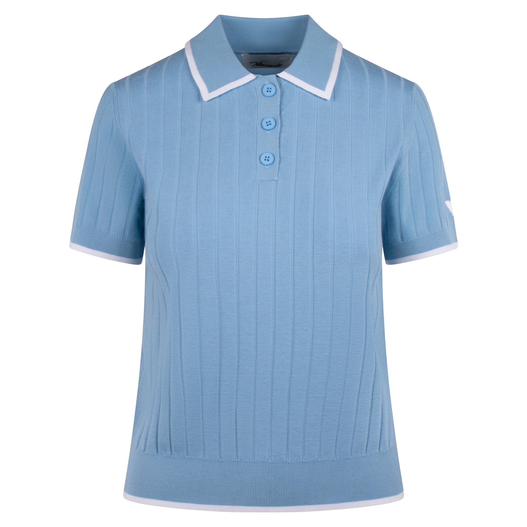 Macade Golf Skye Course Ladies Knit Golf Polo Shirt Light Blue