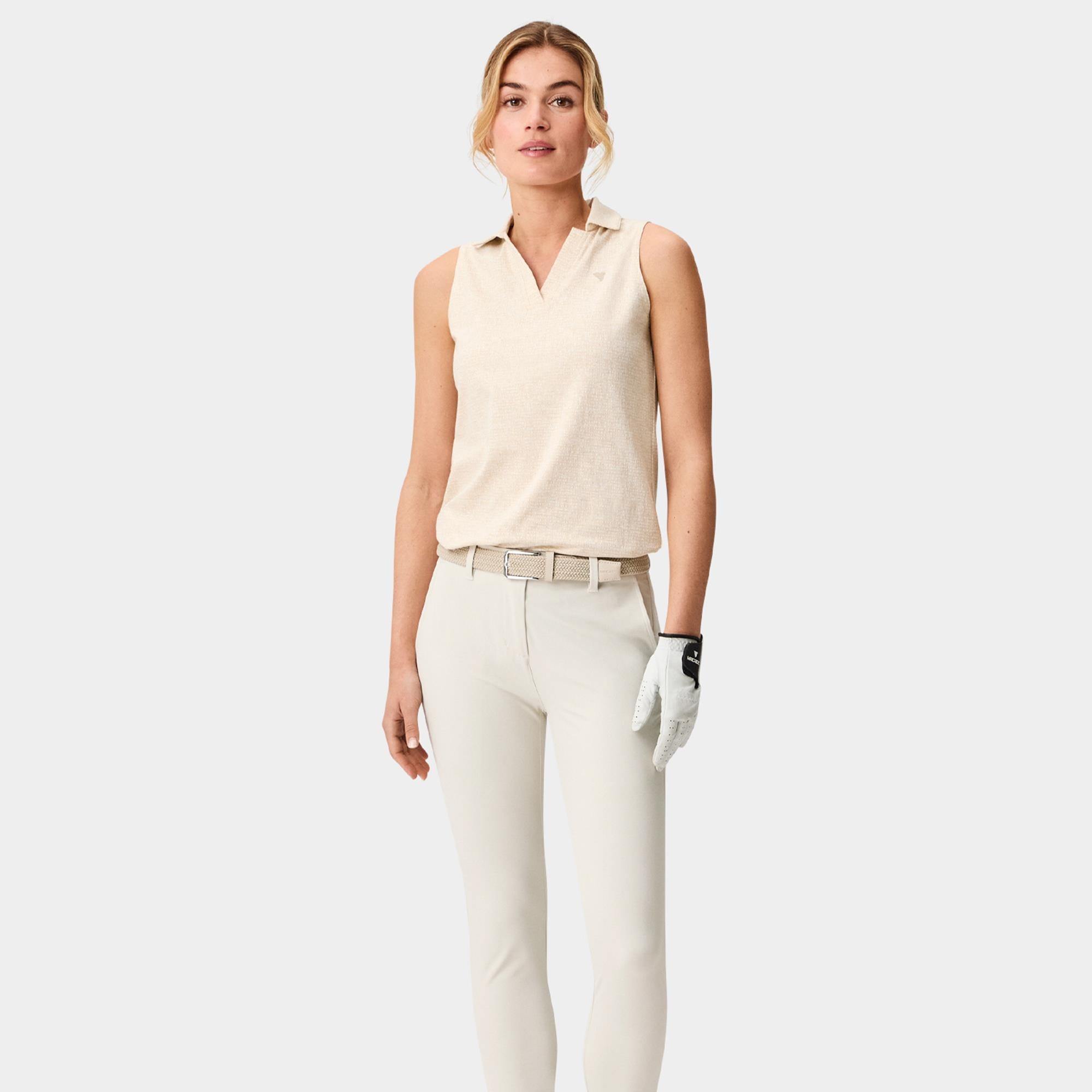 Macade Golf Mila Breeze Ladies Sleeveless Golf Polo Shirt Sand