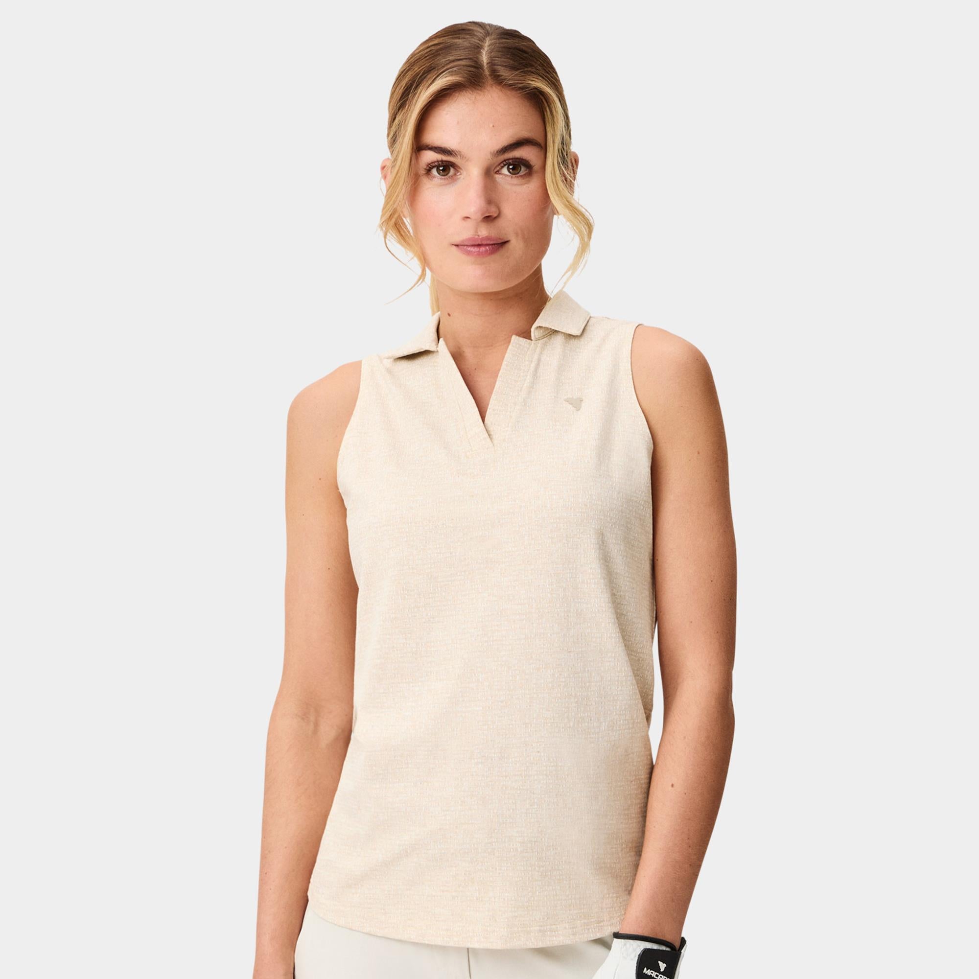 Macade Golf Mila Breeze Ladies Sleeveless Golf Polo Shirt Sand