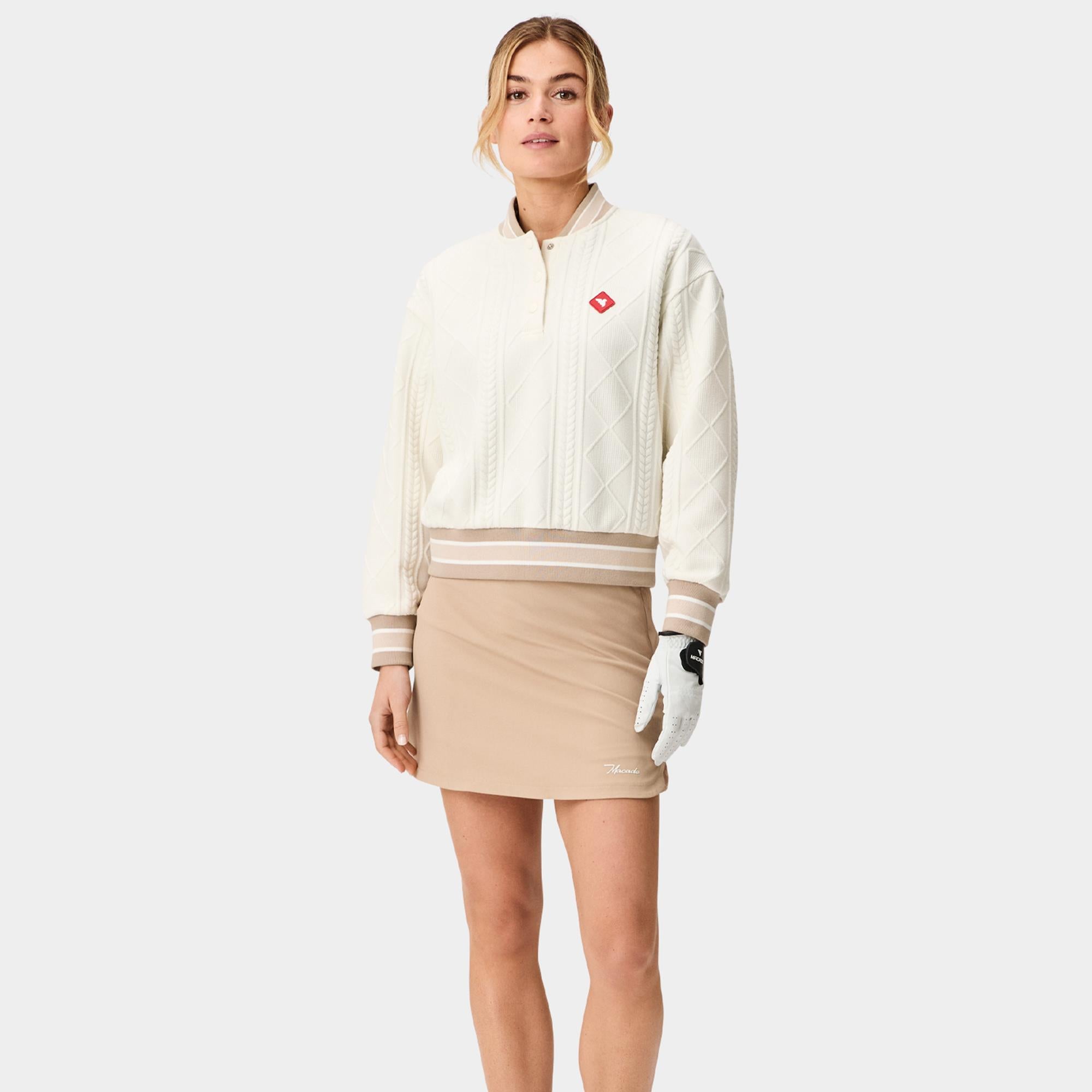 Macade Golf TR Bomber Ladies Golf Pullover Bone