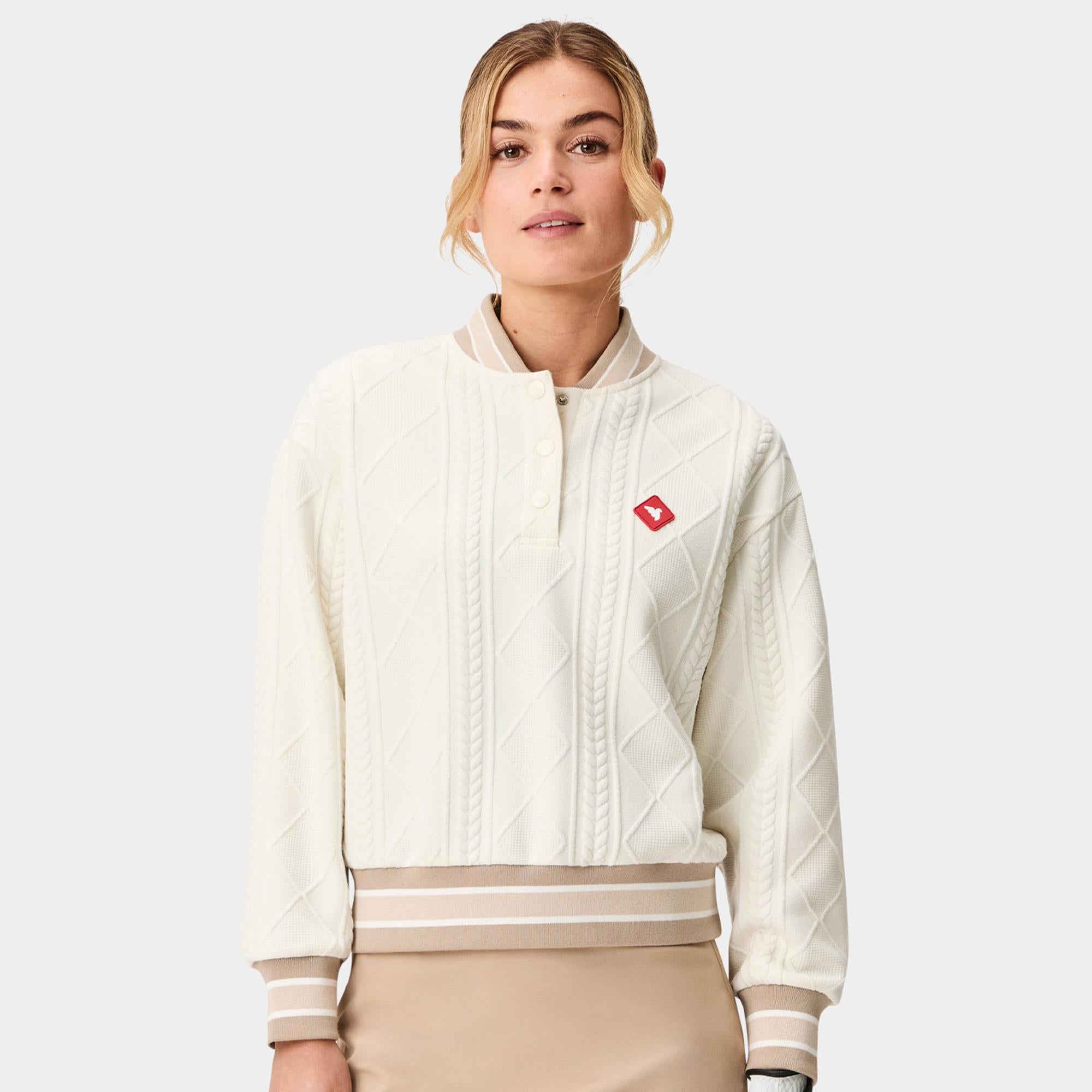 Macade Golf TR Bomber Ladies Golf Pullover Bone