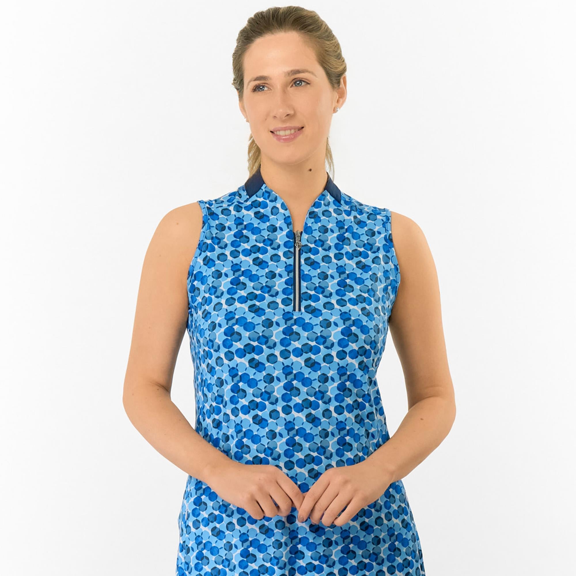 Pure Golf Laura Ladies Sleeveless Golf Dress Blueberry Bokeh