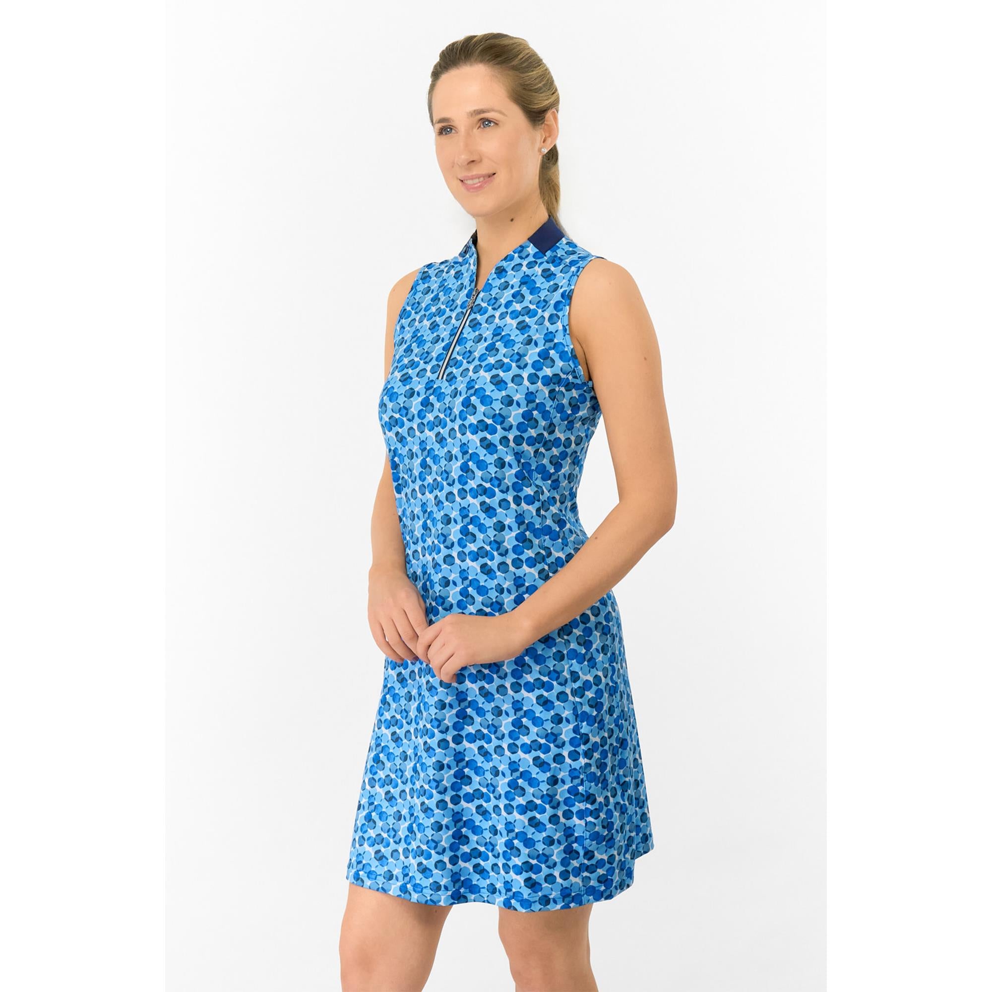 Pure Golf Laura Ladies Sleeveless Golf Dress Blueberry Bokeh