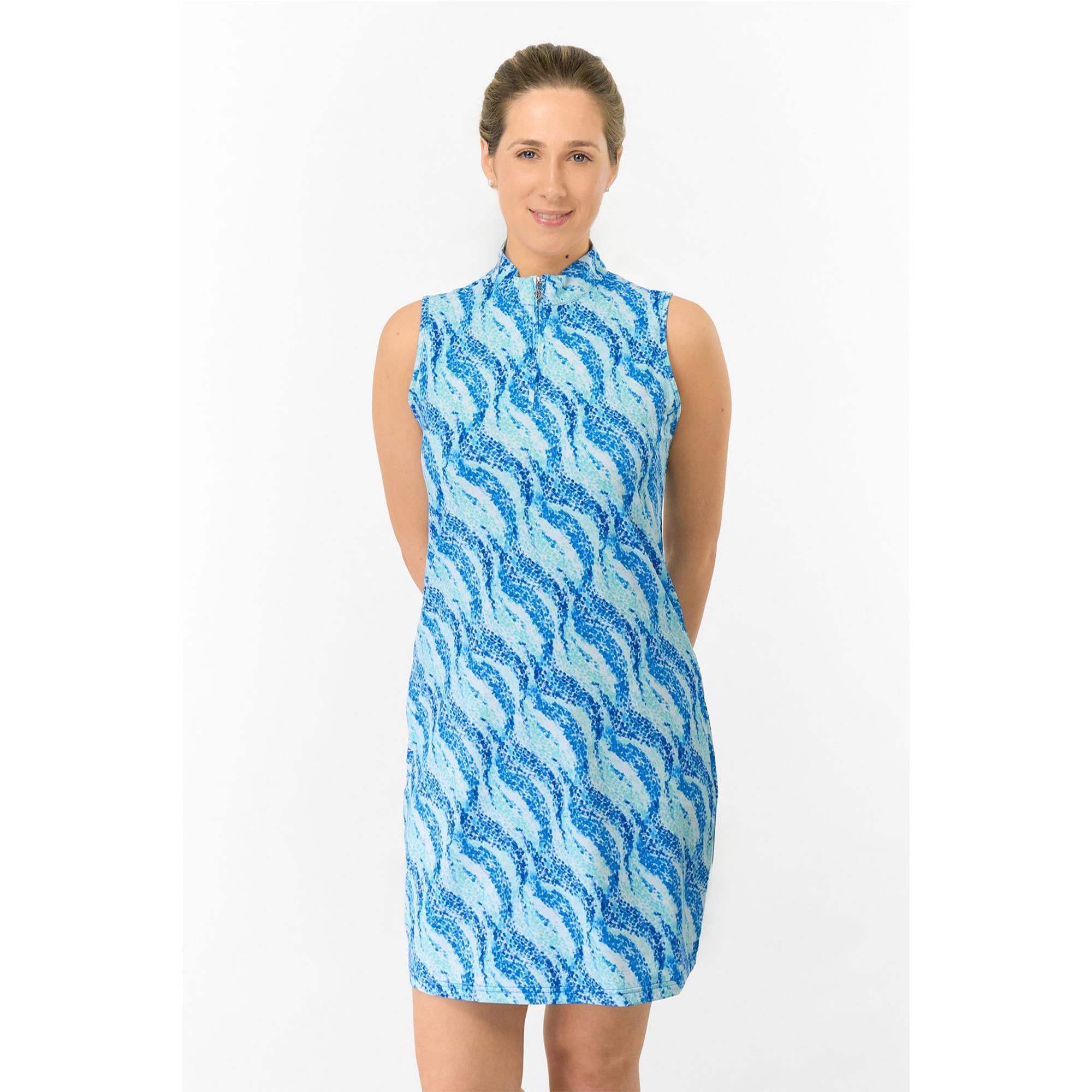 Pure Golf Miley Ladies Sleeveless Golf Dress Marine Mosaic