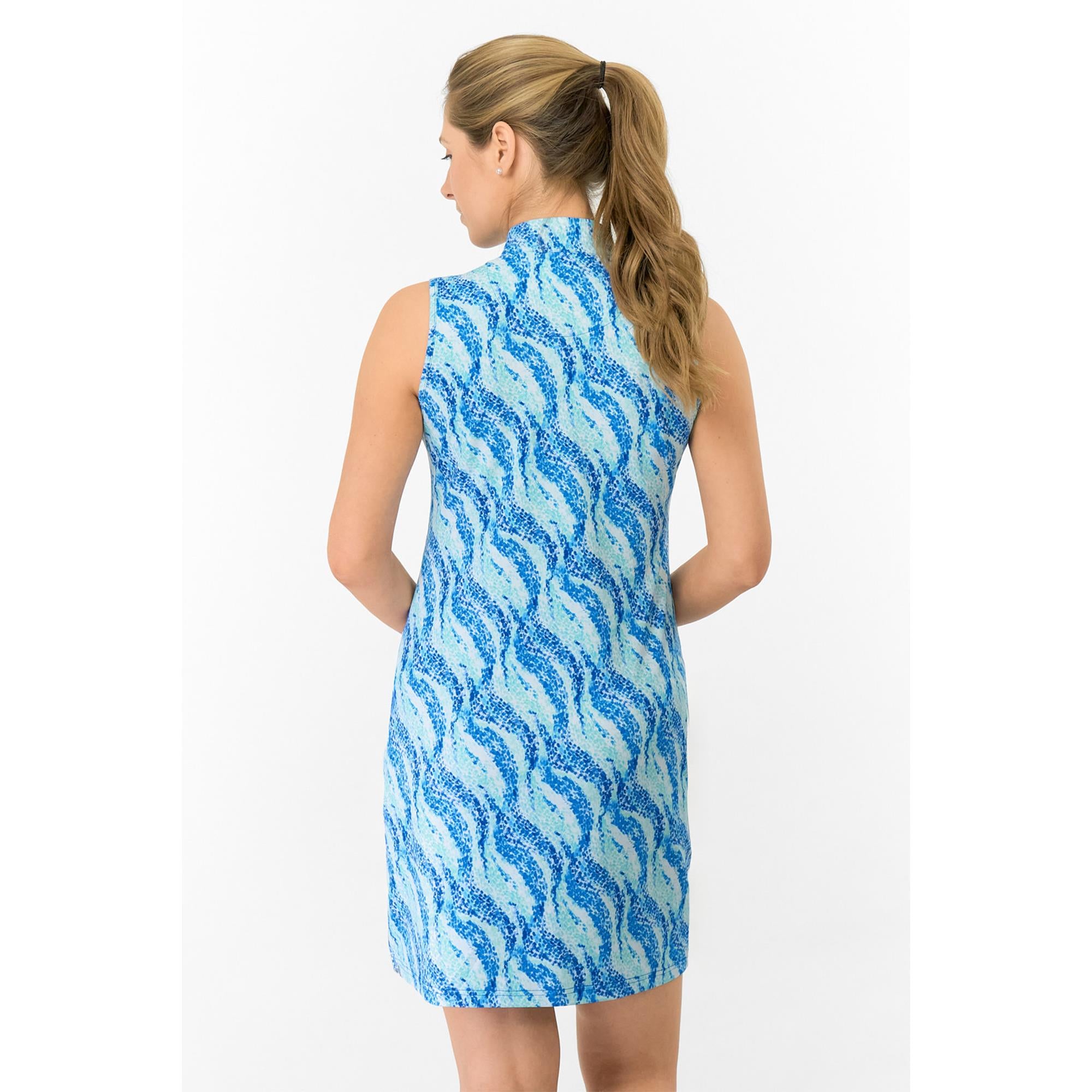 Pure Golf Miley Ladies Sleeveless Golf Dress Marine Mosaic