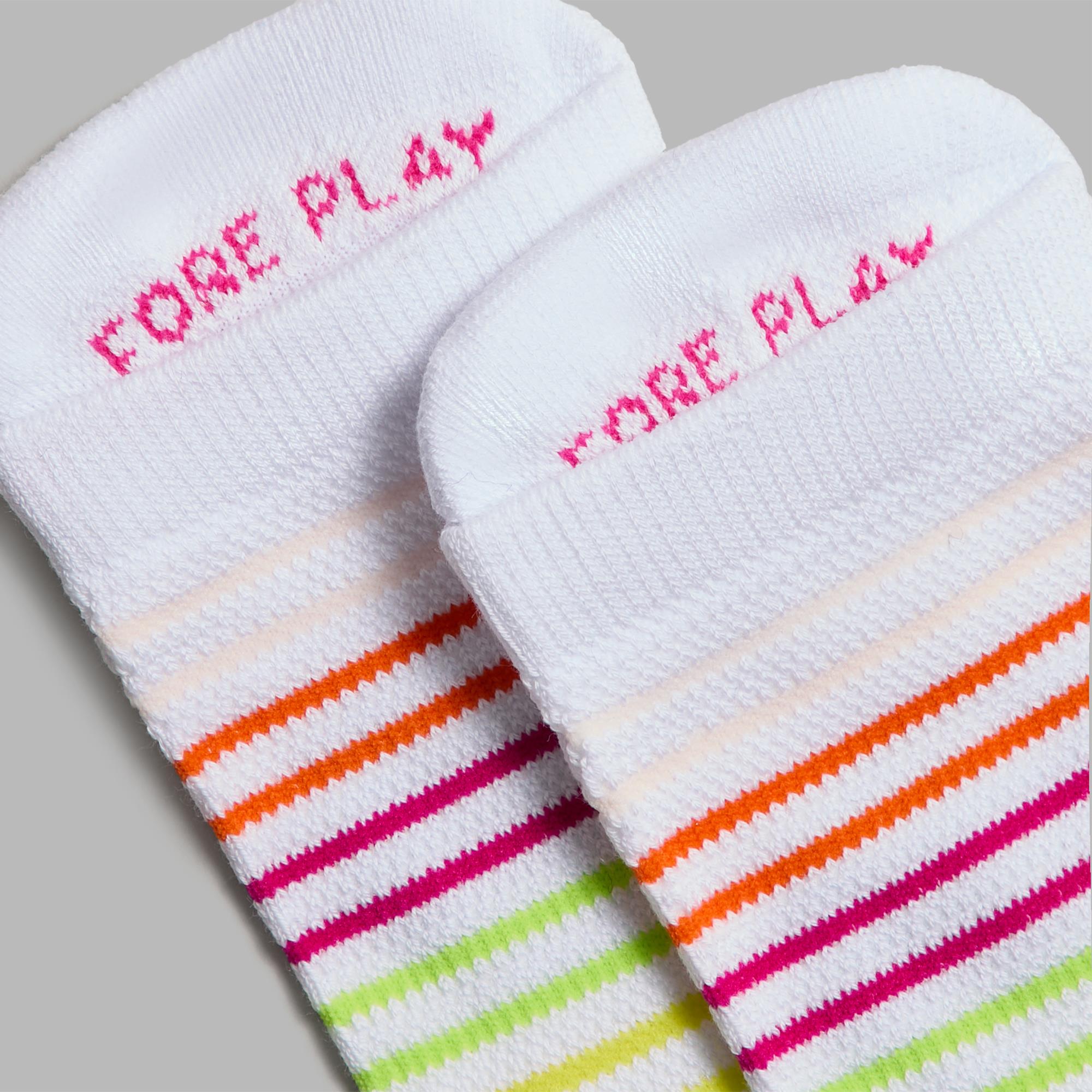 G/FORE Multi Stripe Ladies Ankle Golf Socks Snow/Multi