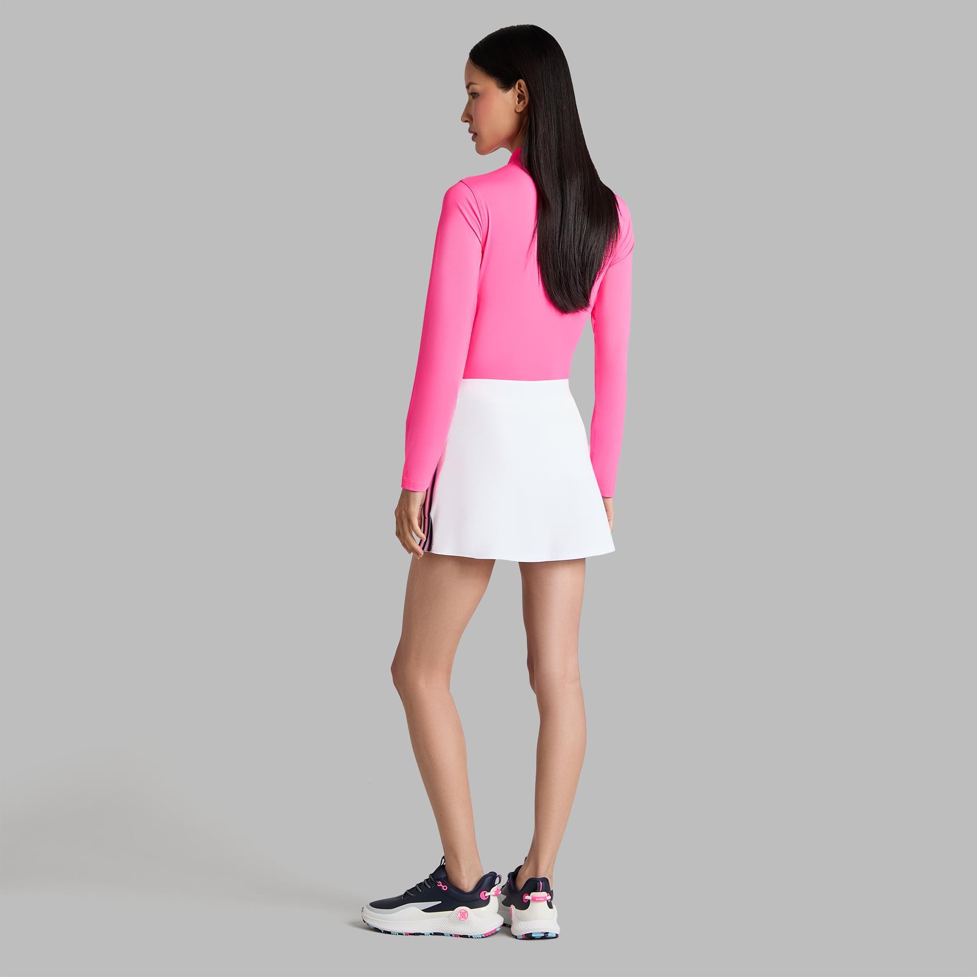 G/FORE Silky Tech Nylon Zip Ladies Long Sleeve Polo Shirt Knockout Pink