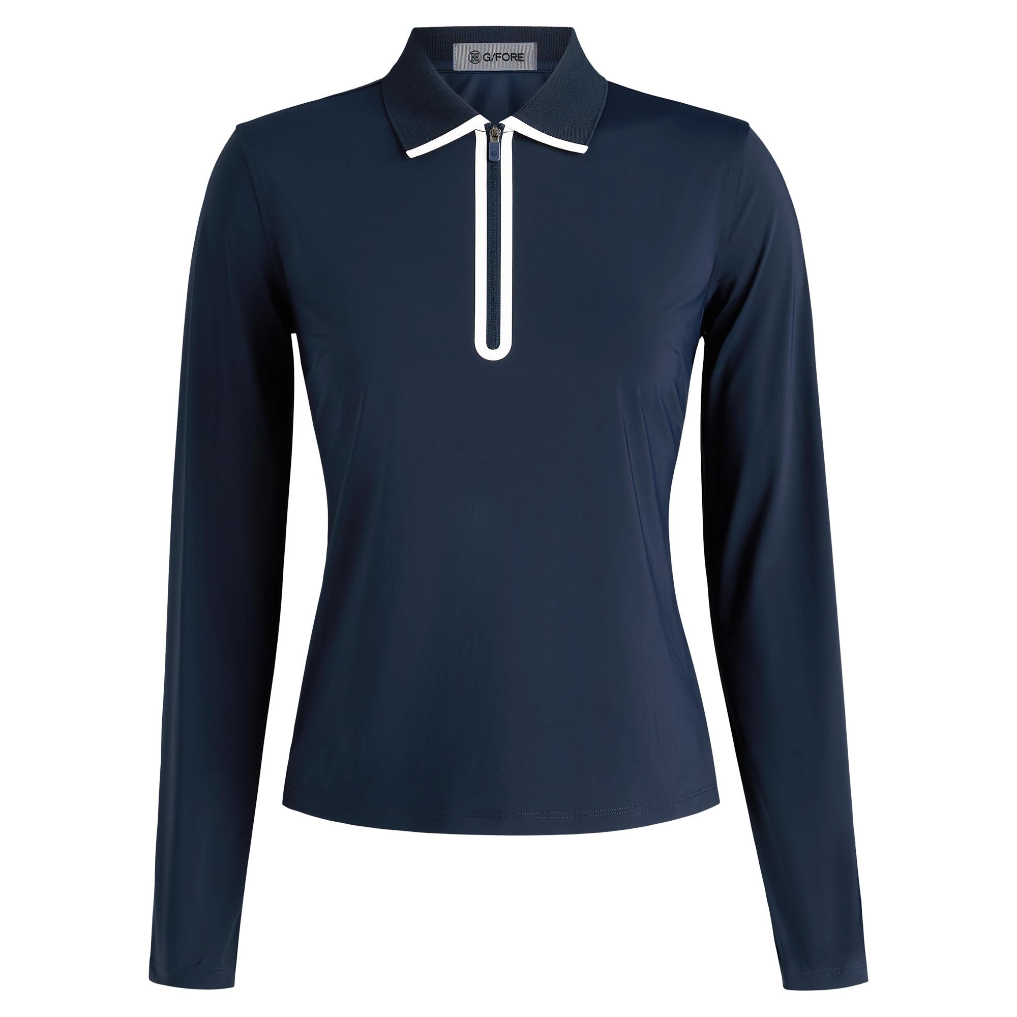G/FORE Silky Tech Nylon Zip Ladies Long Sleeve Polo Shirt Twilight