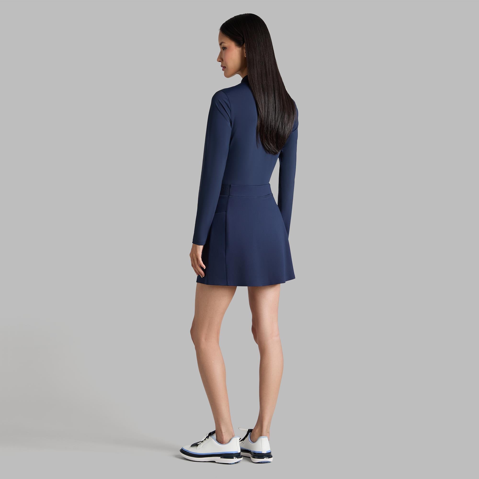 G/FORE Silky Tech Nylon Zip Ladies Long Sleeve Polo Shirt Twilight
