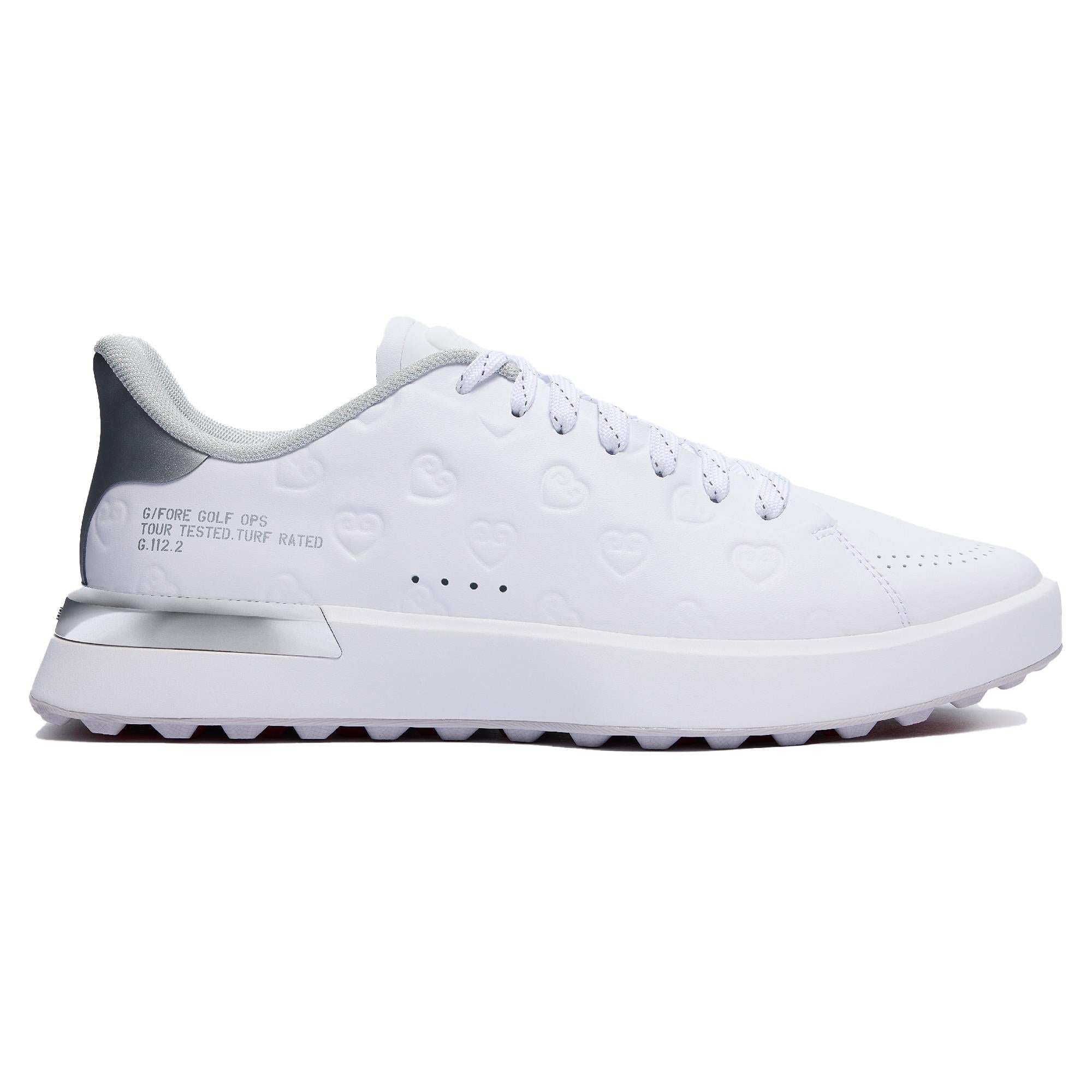 G/FORE G.112 Embossed Heart G's Kiltie Ladies Golf Shoes Snow/Silver