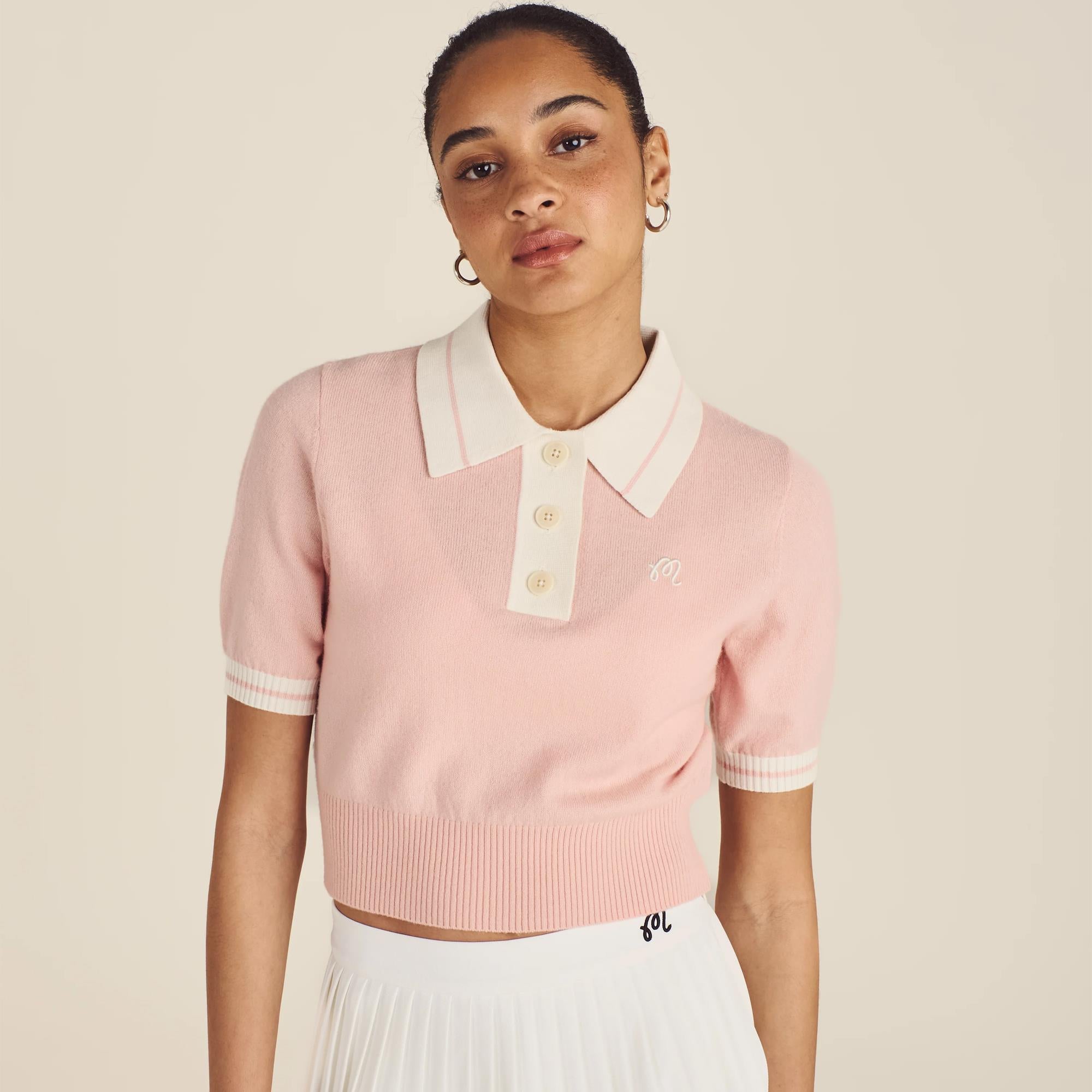 Malbon Golf Womens Icons Mikayla Knit Ladies Polo Dusty Rose