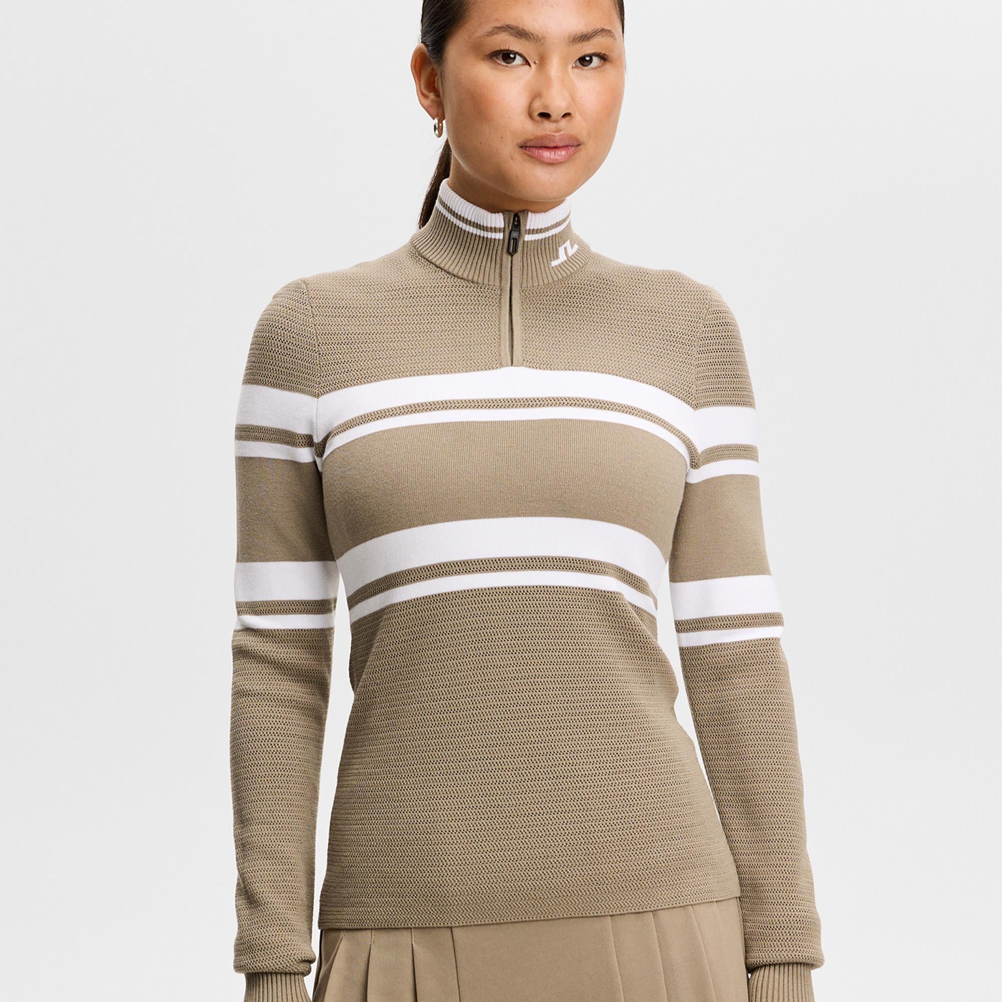 J Lindeberg Ariadne Knit Ladies Quarter Zip Golf Sweater Brindle