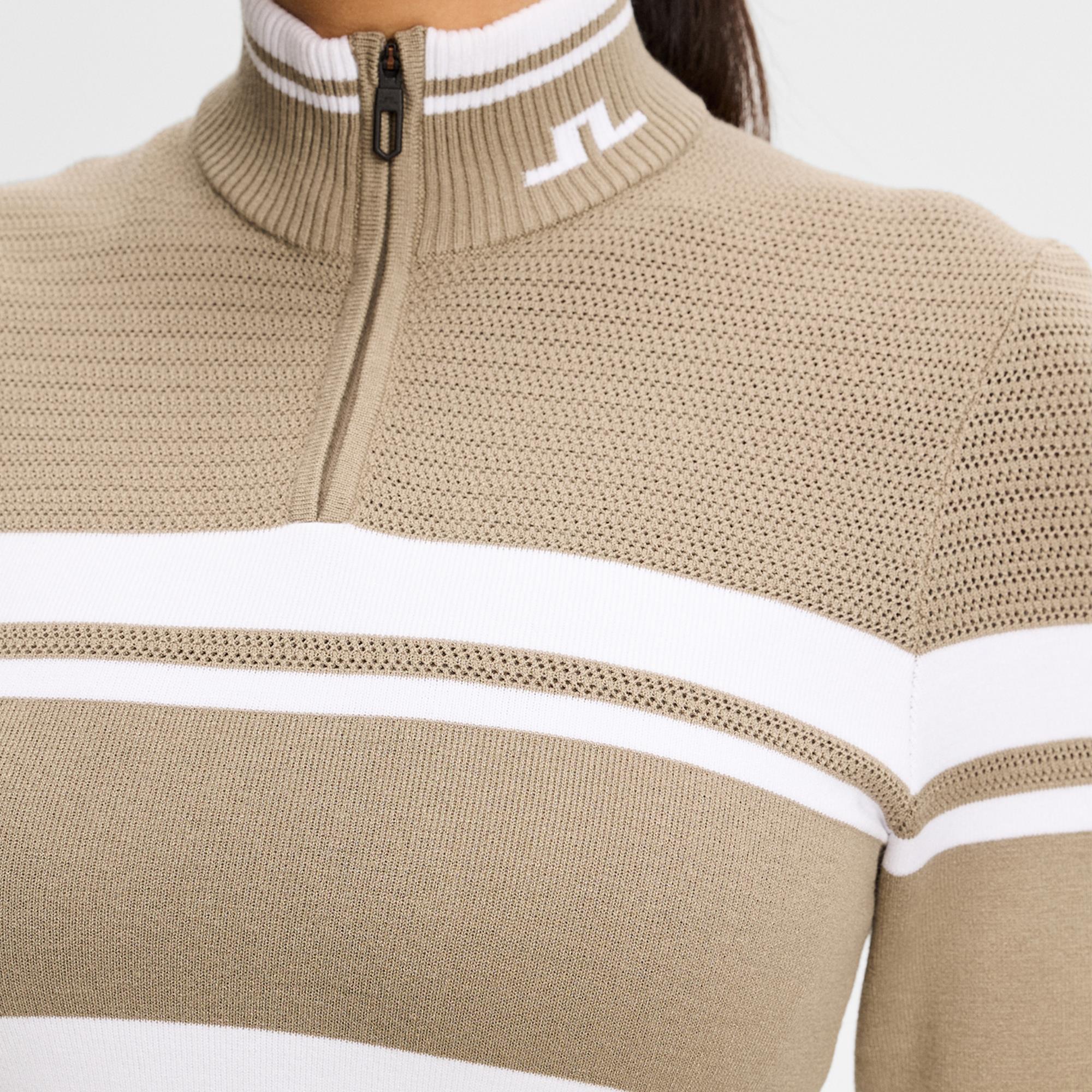 J Lindeberg Ariadne Knit Ladies Quarter Zip Golf Sweater Brindle