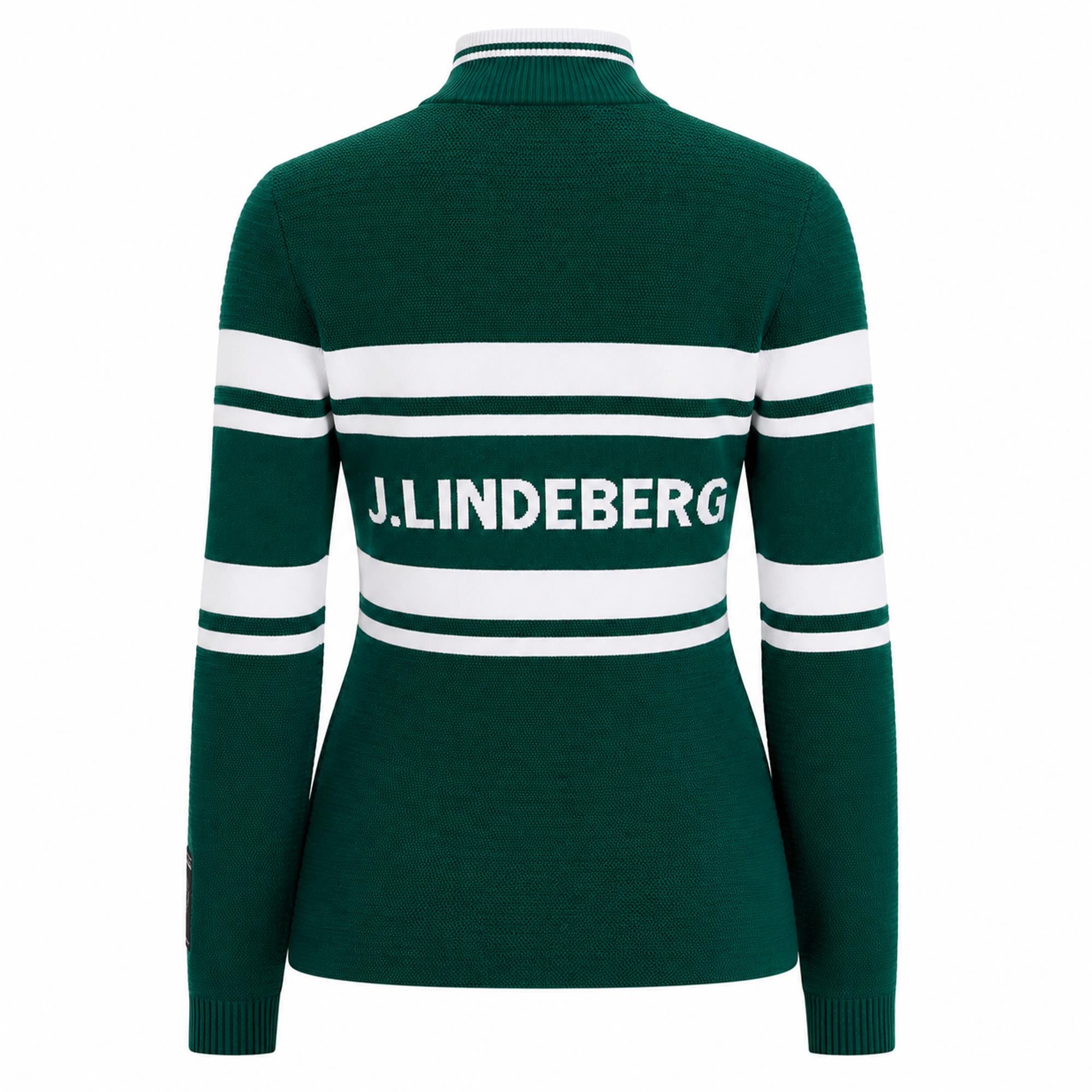 J Lindeberg Ariadne Knit Ladies Quarter Zip Golf Sweater Forest Biome