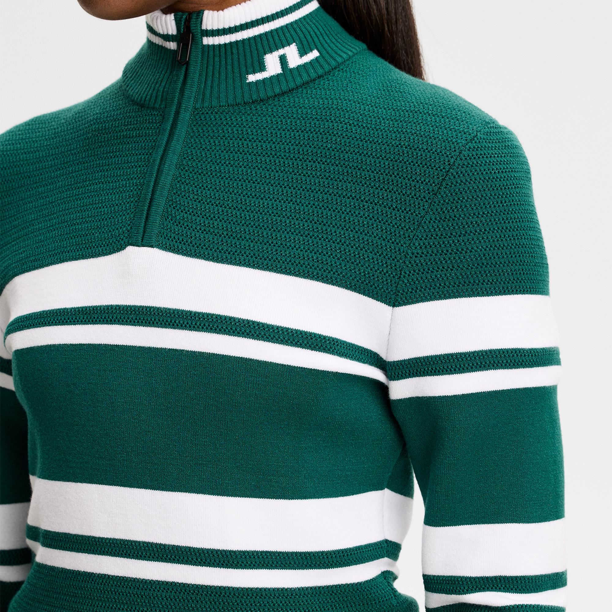 J Lindeberg Ariadne Knit Ladies Quarter Zip Golf Sweater Forest Biome