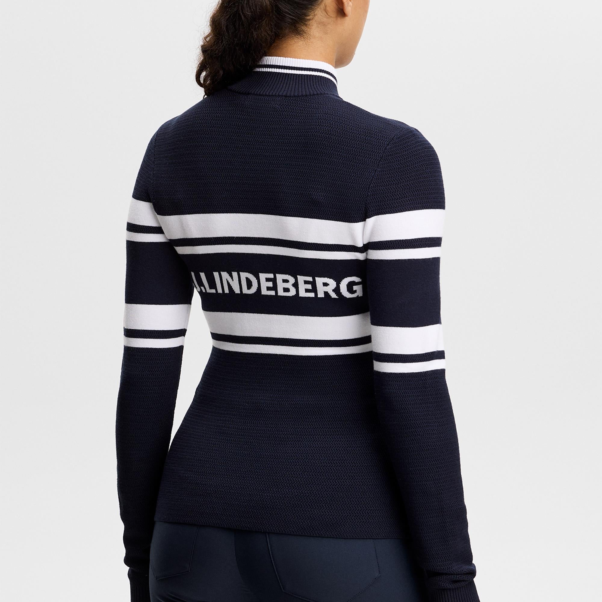 J Lindeberg Ariadne Knit Ladies Quarter Zip Golf Sweater Navy