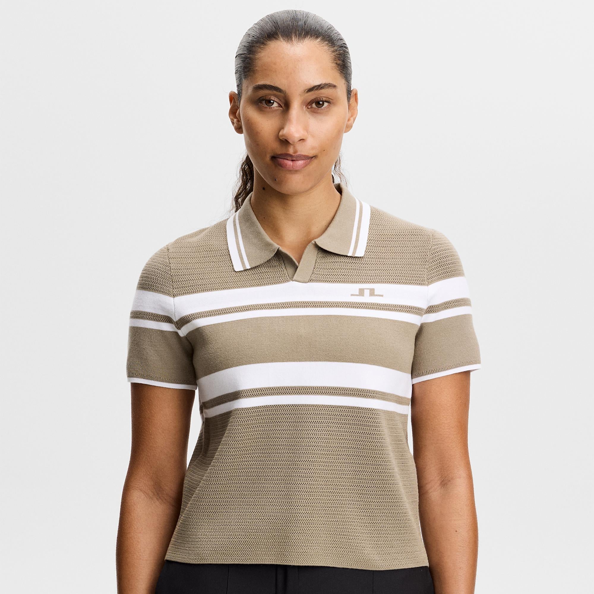 J Lindeberg Athena Knit Ladies Golf Polo Shirt Brindle
