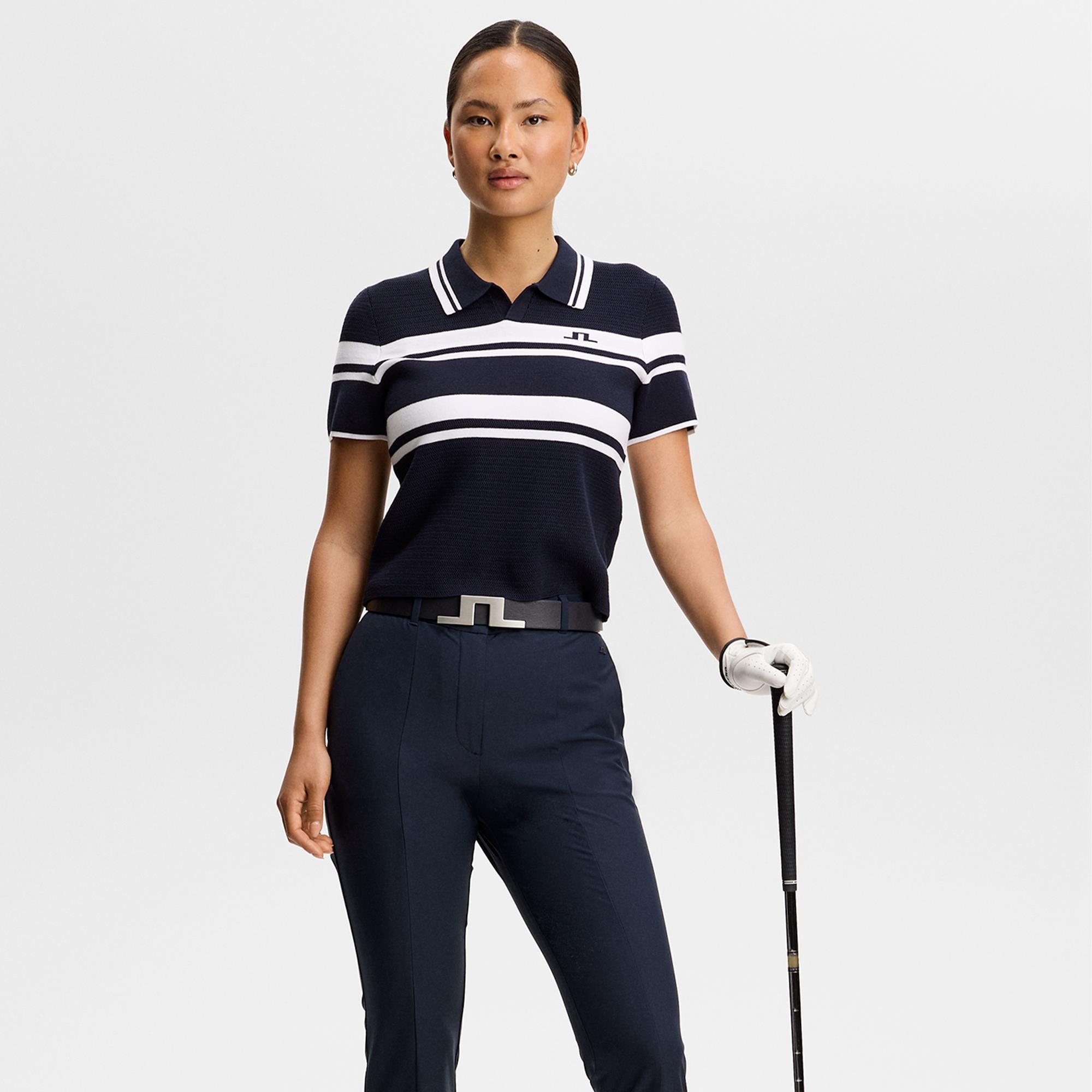 J Lindeberg Athena Knit Ladies Golf Polo Shirt Navy