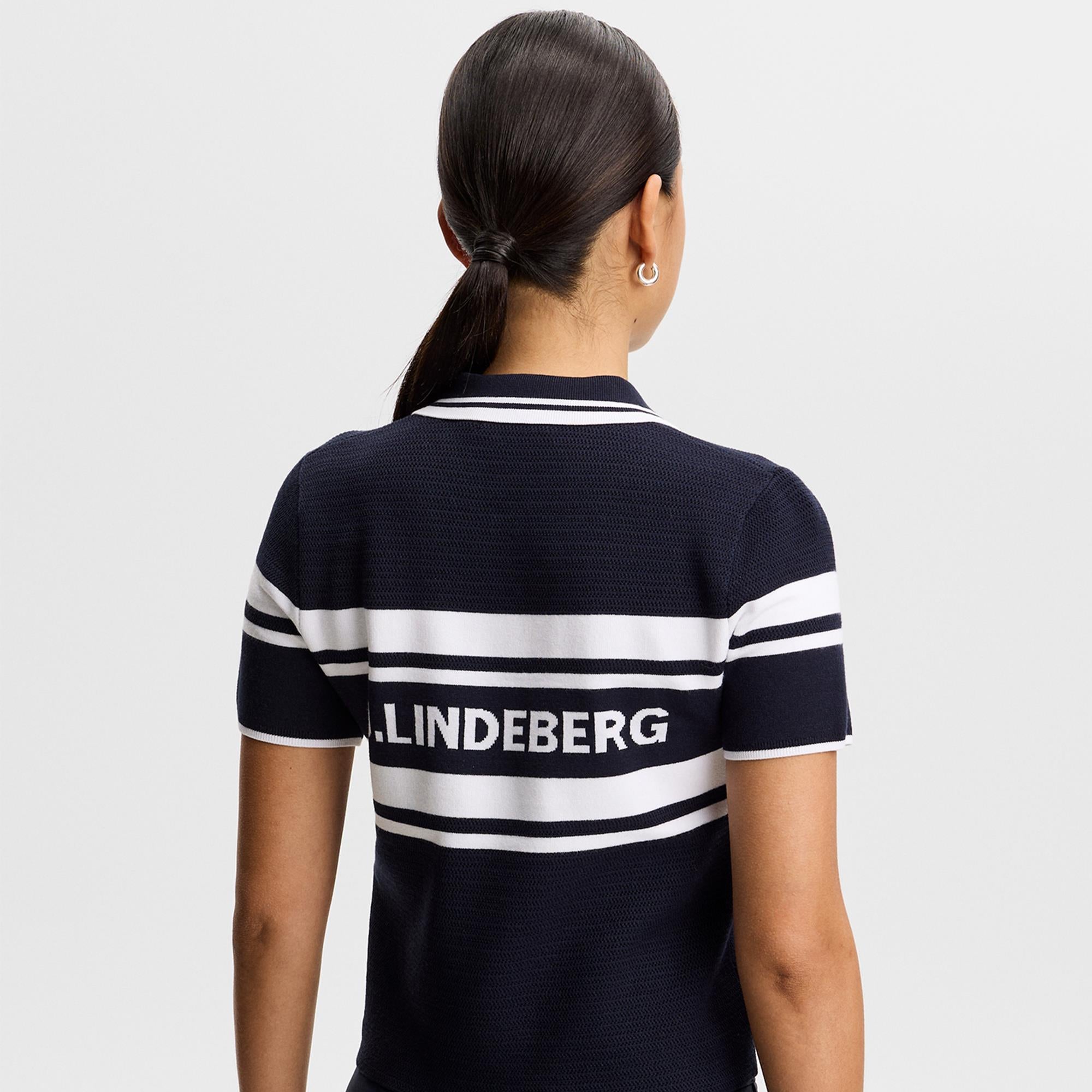 J Lindeberg Athena Knit Ladies Golf Polo Shirt Navy