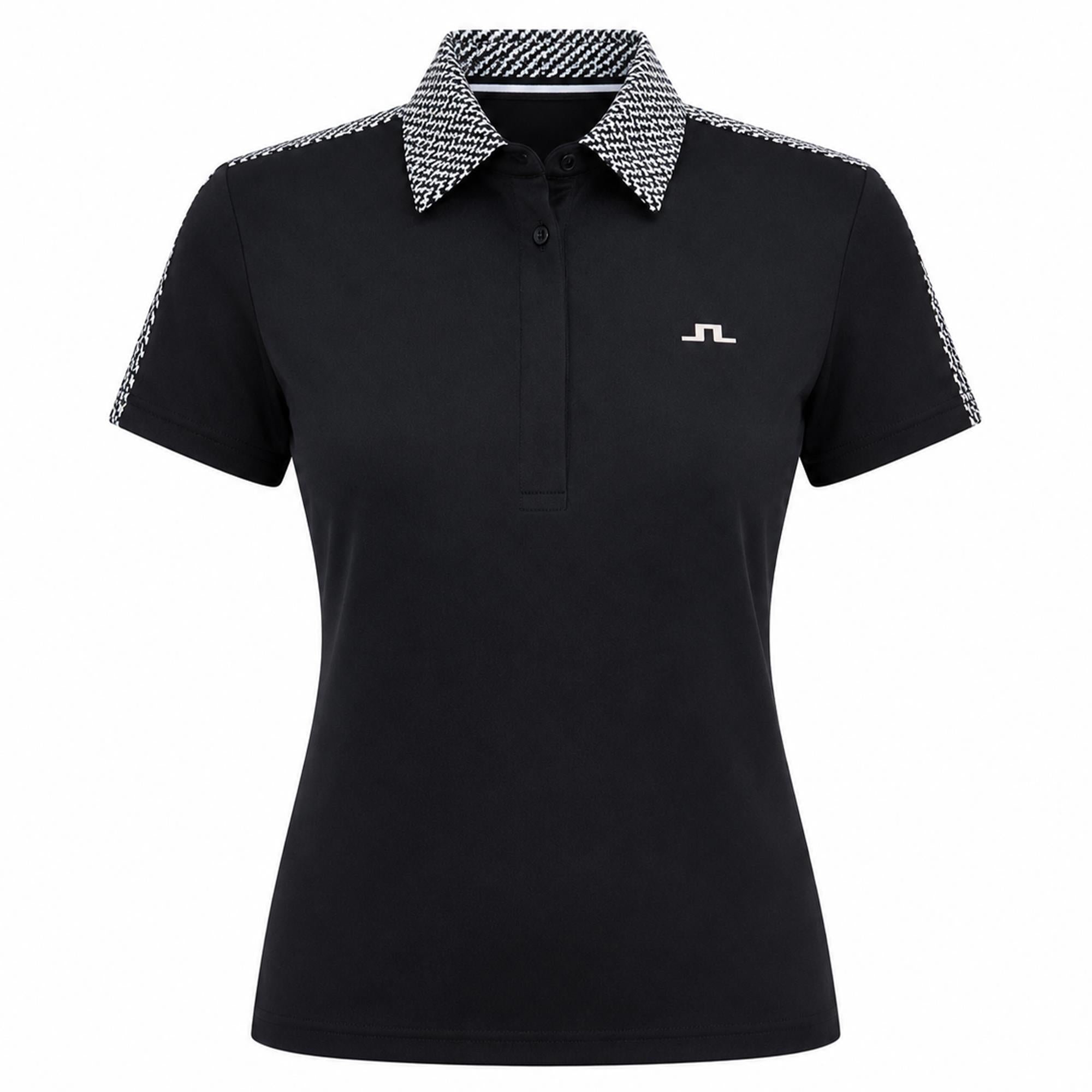 J Lindeberg Cara Print Ladies Golf Polo Shirt Black