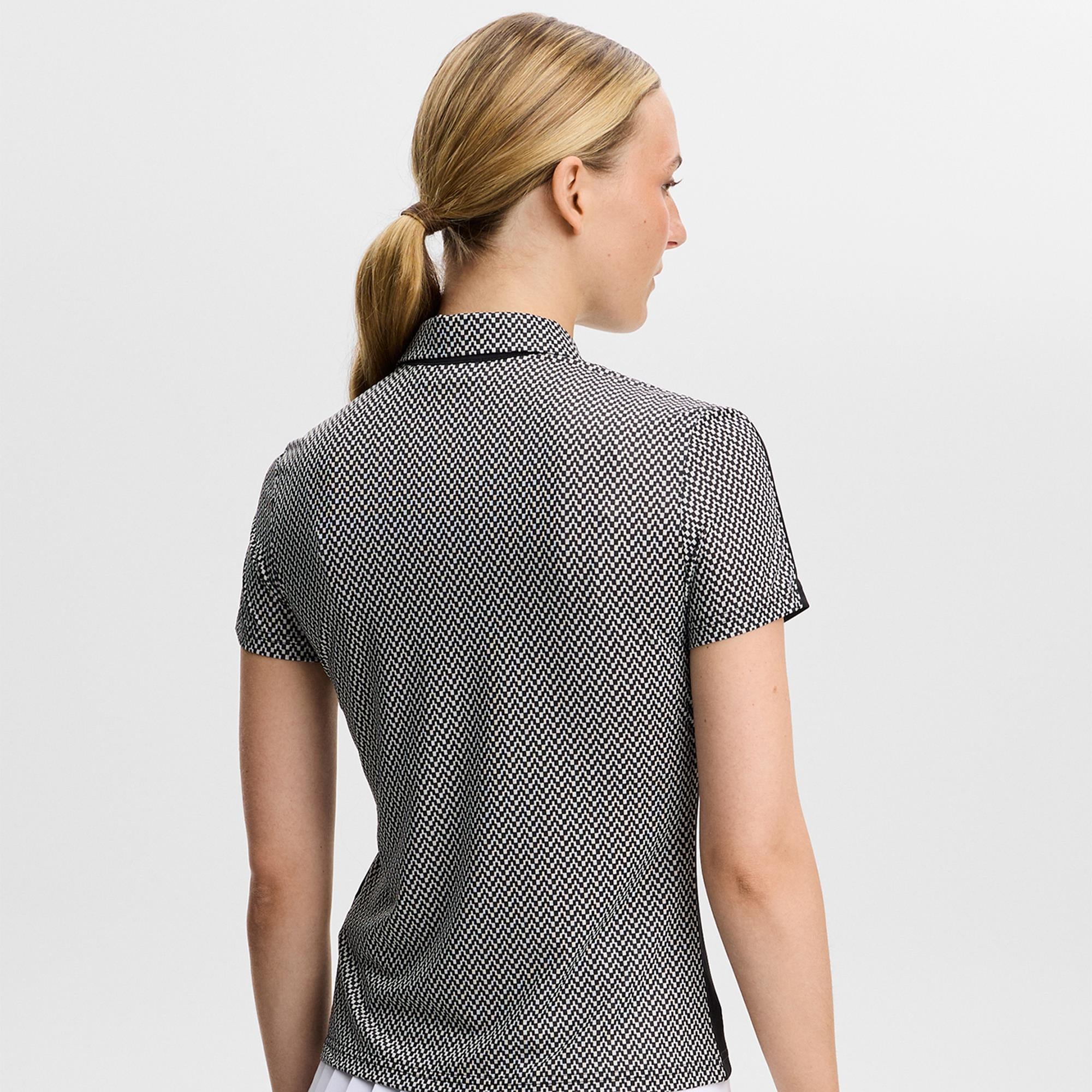 J Lindeberg Cara Print Ladies Golf Polo Shirt Black