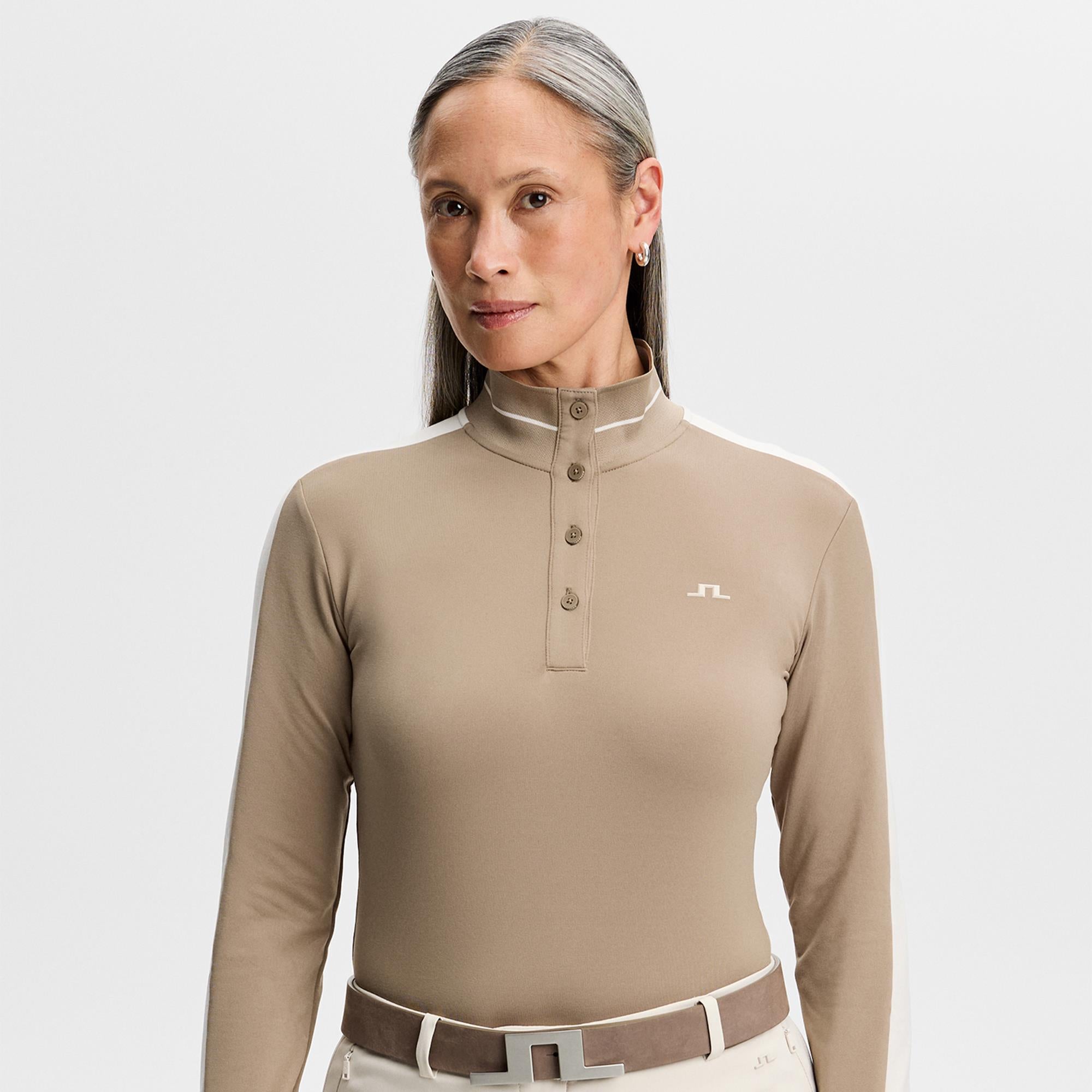 J Lindeberg Hertta Ladies Long Sleeve Polo Shirt Brindle