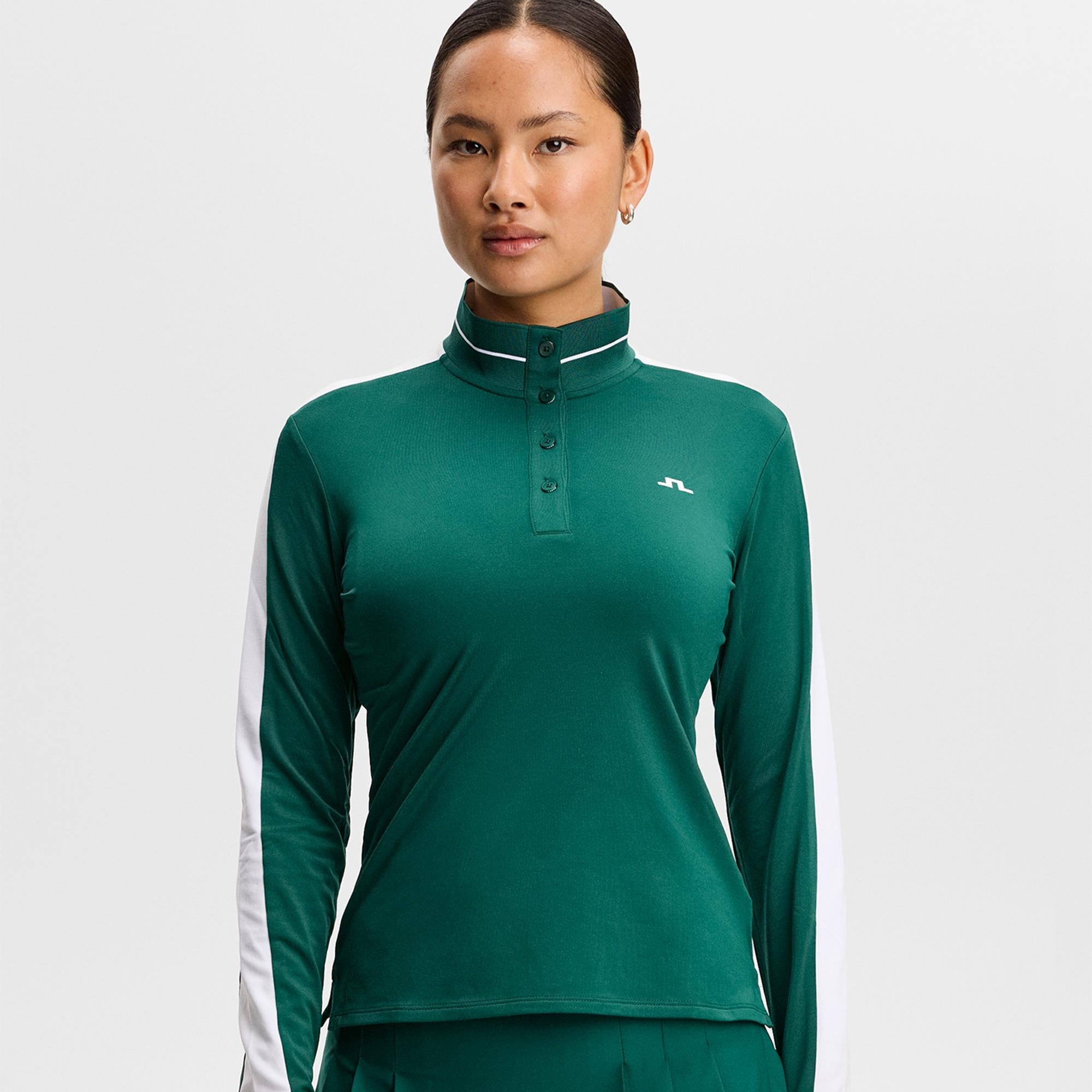 J Lindeberg Hertta Ladies Long Sleeve Polo Shirt Forest Biome