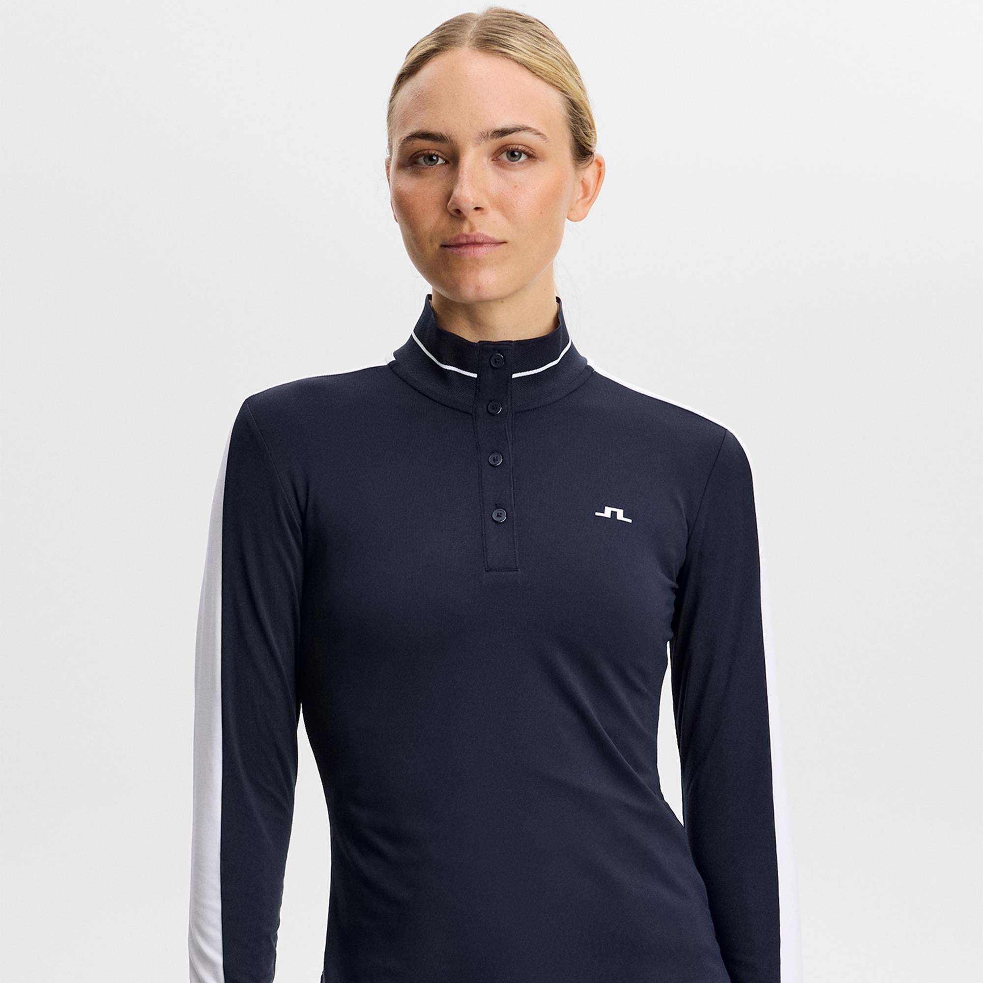 J Lindeberg Hertta Ladies Long Sleeve Polo Shirt Navy