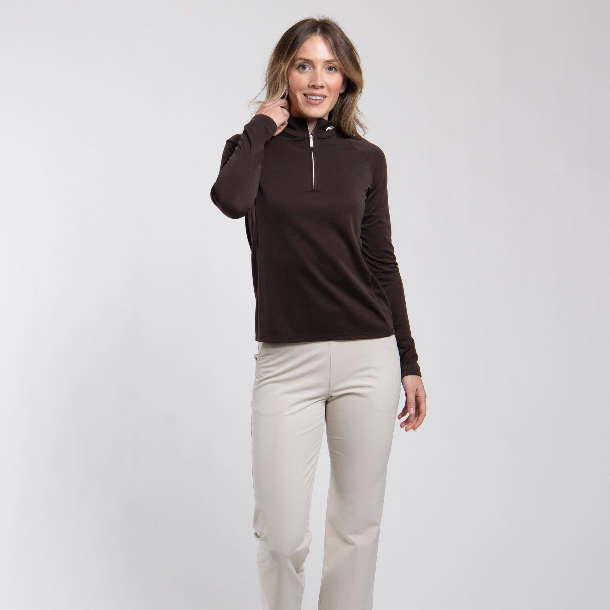 KJUS Berit Half Zip Ladies Golf Mid Layer Espresso