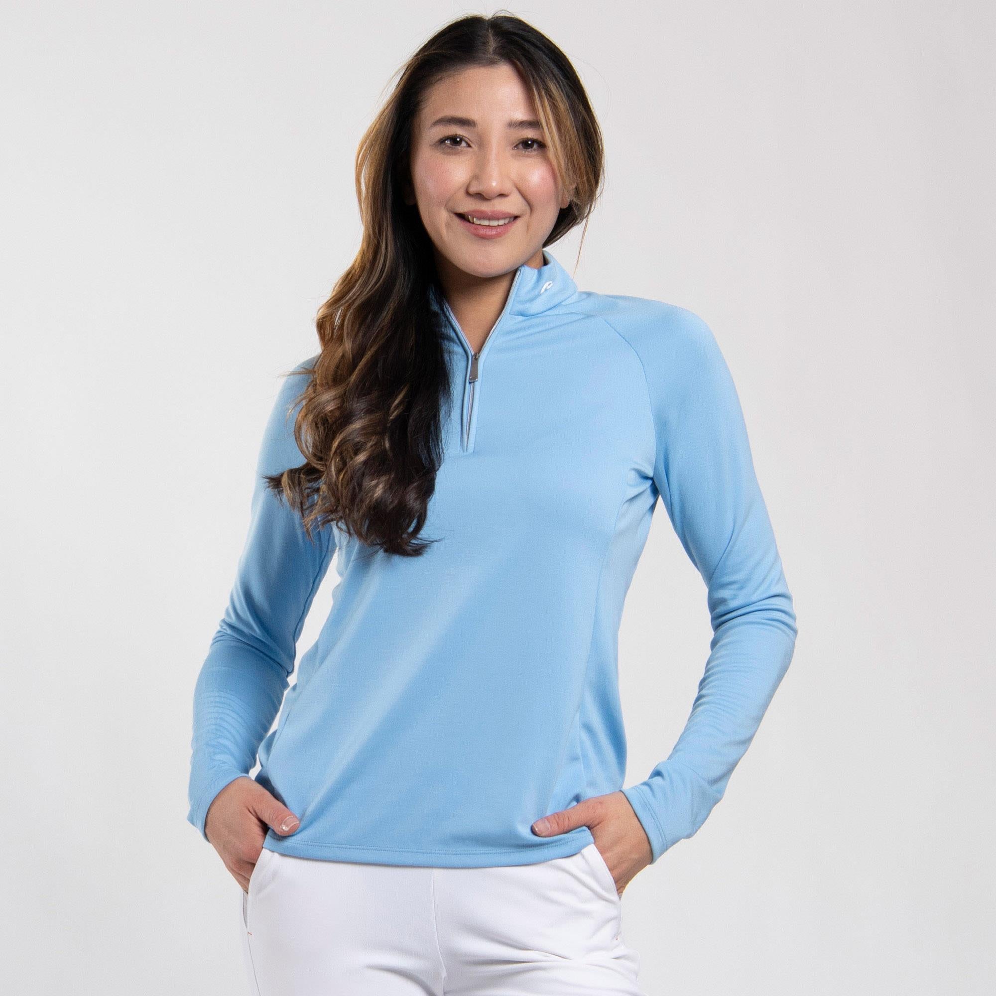 KJUS Berit Half Zip Ladies Golf Mid Layer Vapour Blue